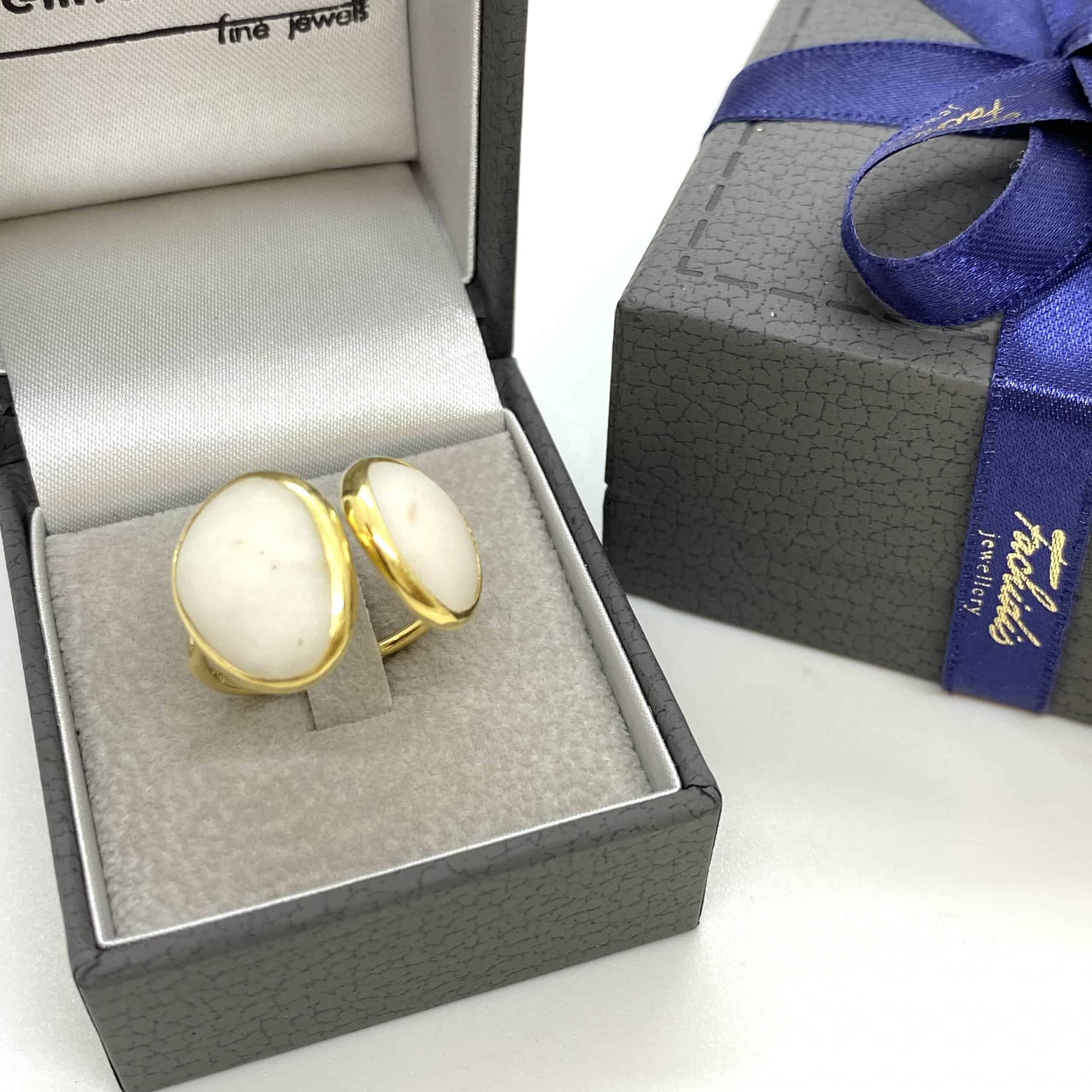 Double white pebble gold ring — Melina Fachidis (4)