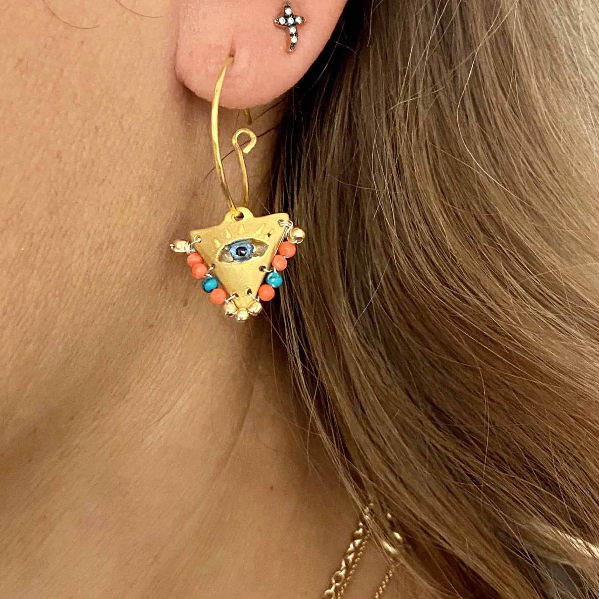Triangular hanging eye earrings — Melina Fachidis (3)