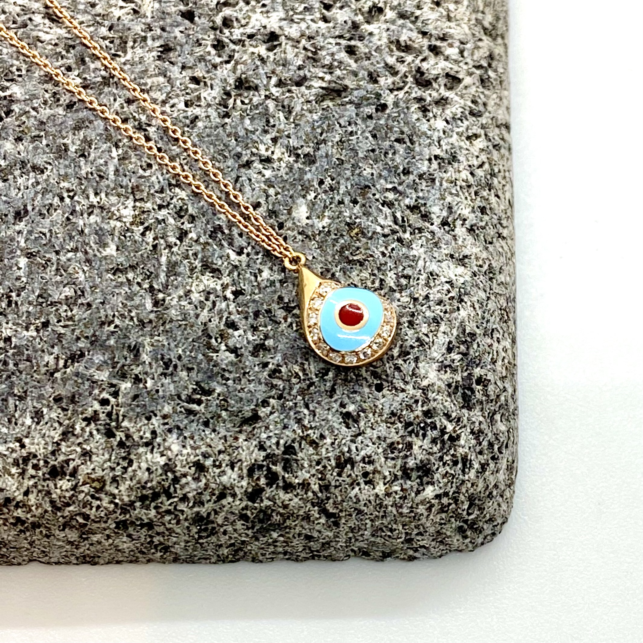 Drop shaped turquoise enameled eye — Melina Fachidis (3)