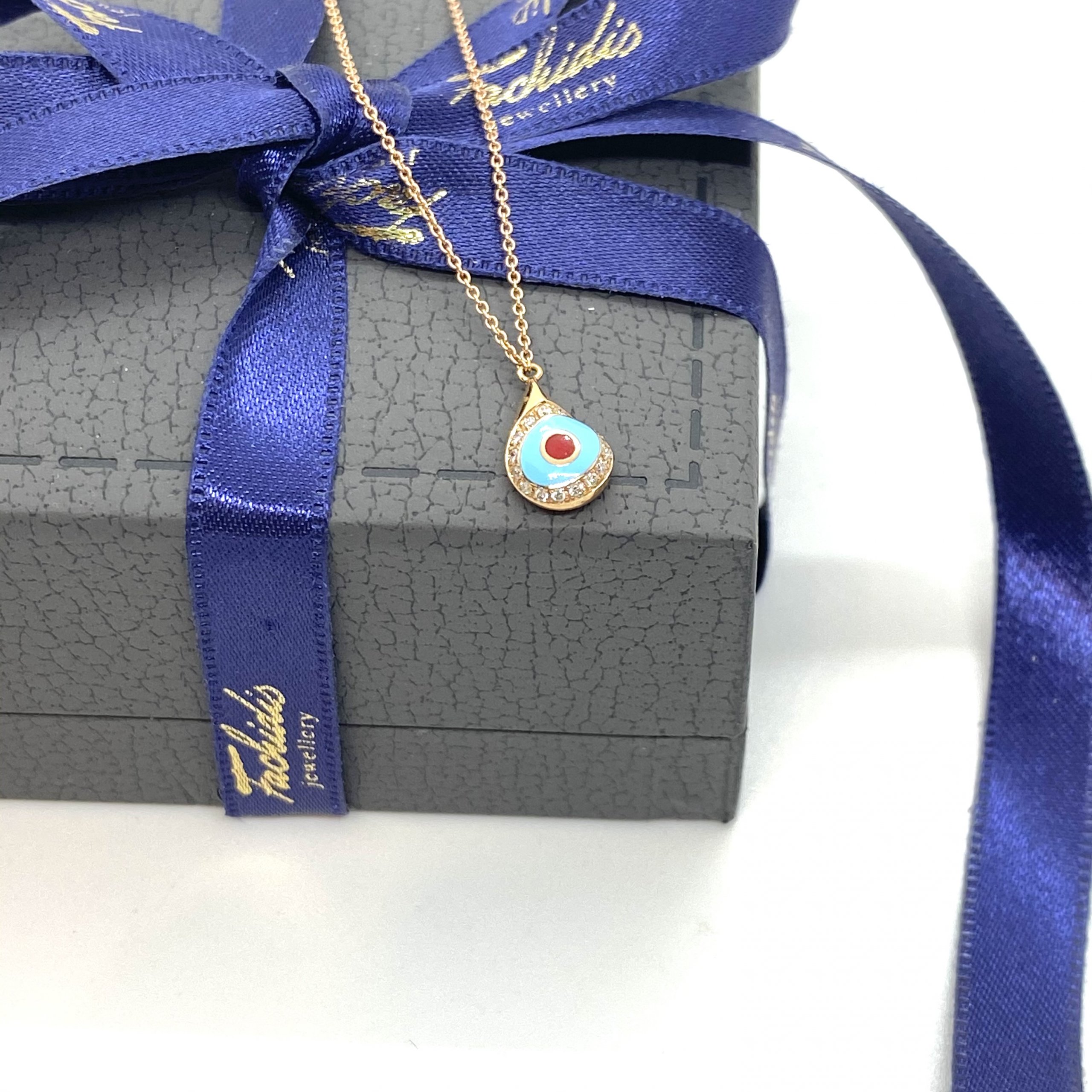 Drop shaped turquoise enameled eye — Melina Fachidis (2)