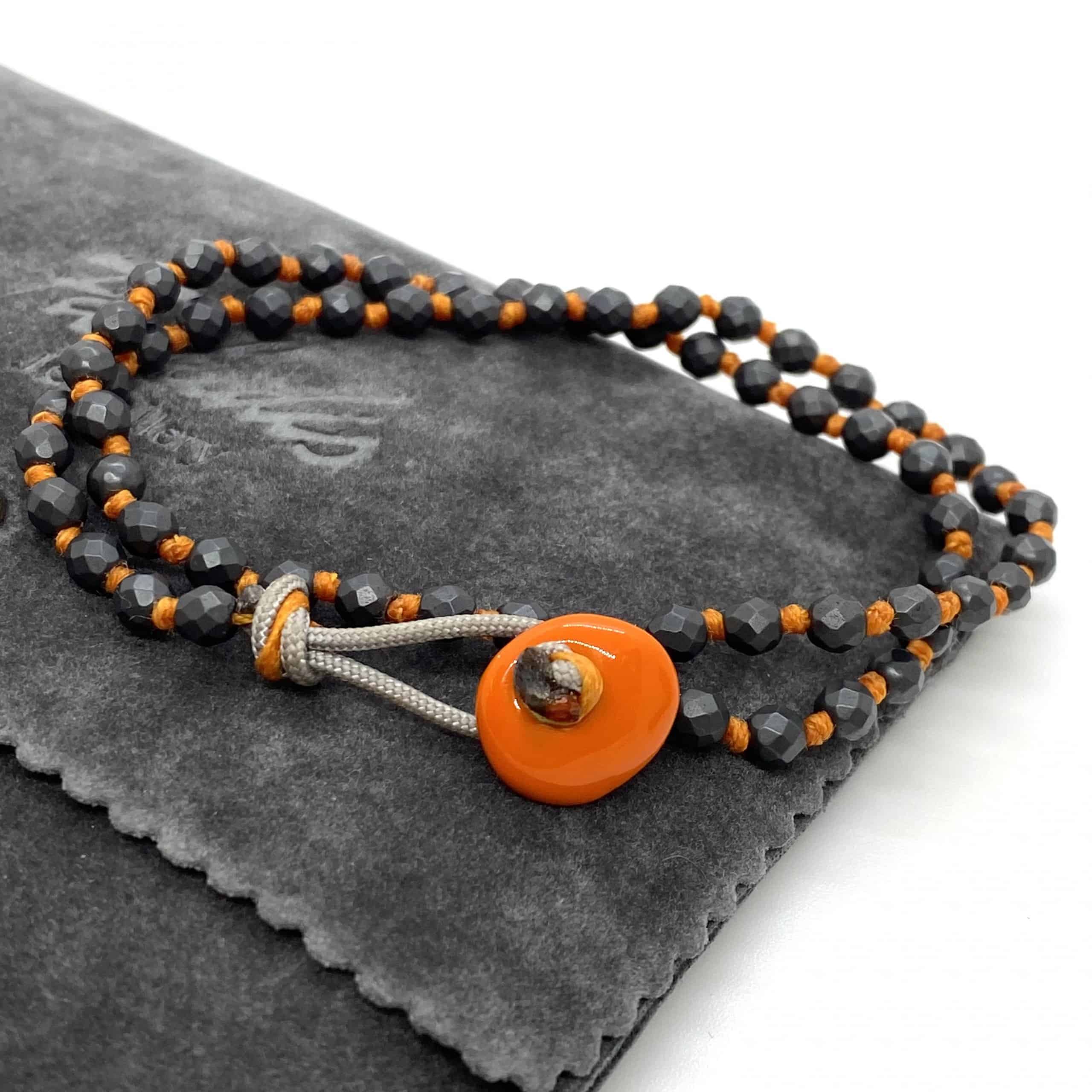 Men’s gray hematite beaded orange bracelet — Melina Fachidis (3)