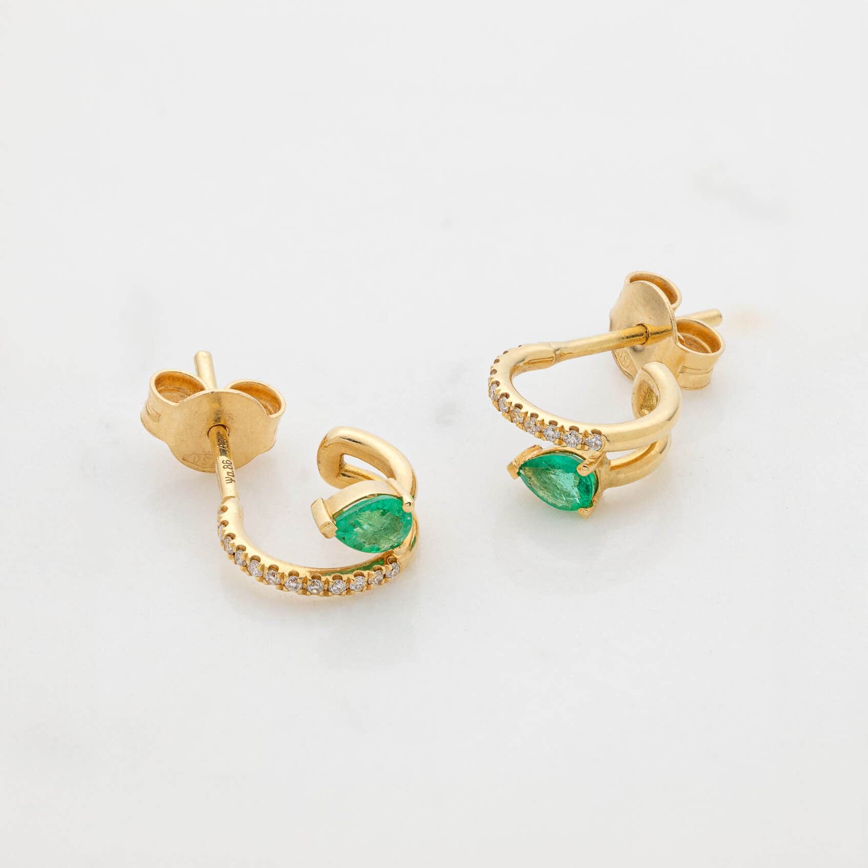 18k yellow gold emerald & white diamond half hoops — Melina Fachidis (3)