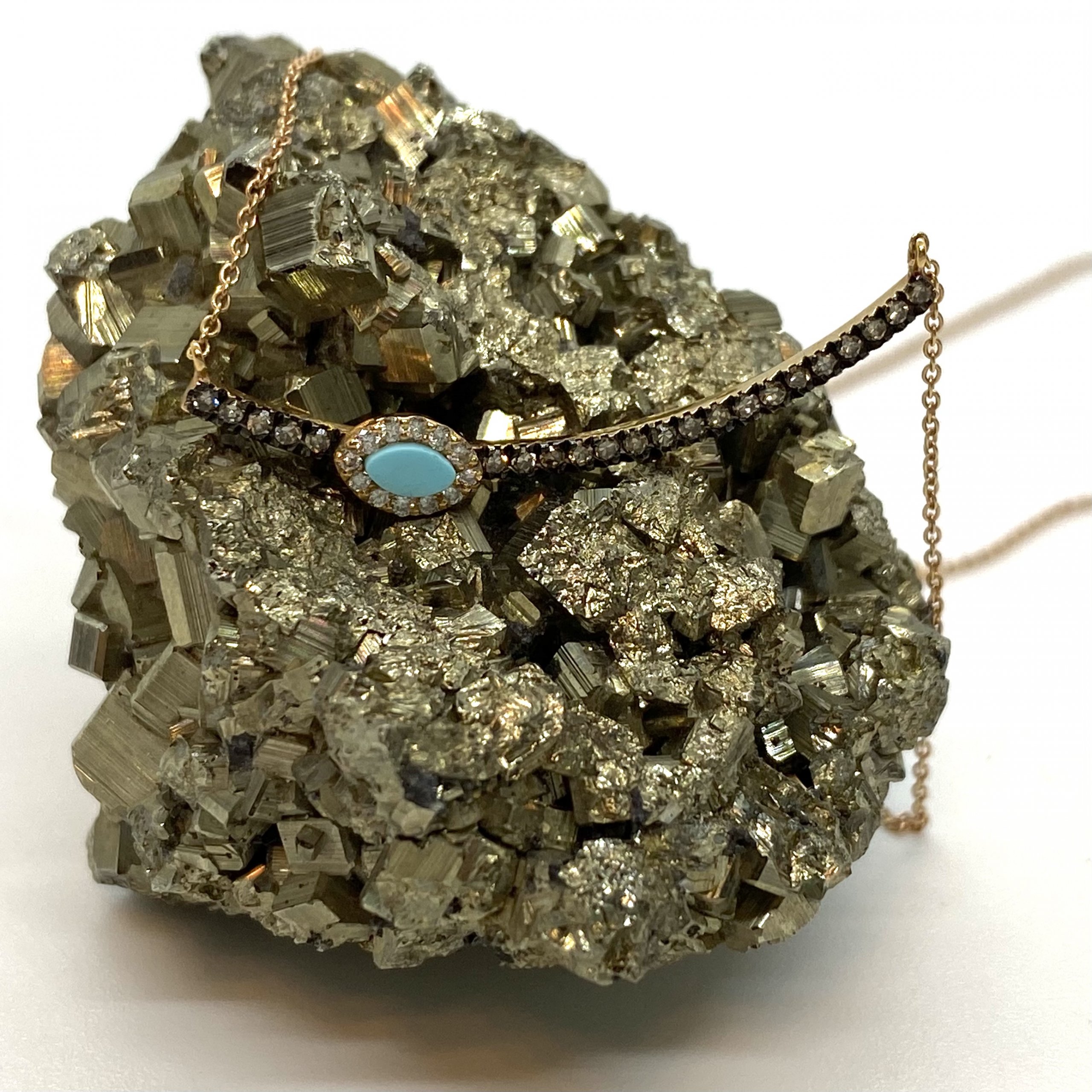Line bar necklace with diamonds and turquoise — Melina Fachidis (3)
