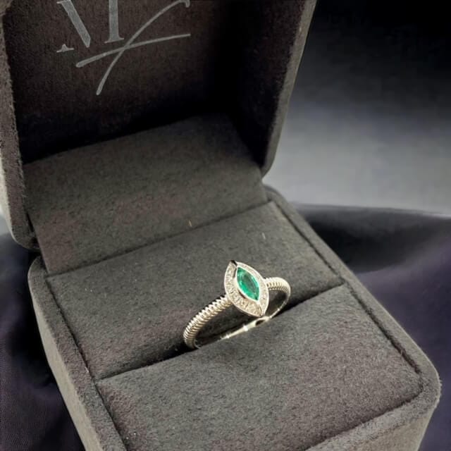 Marquise emerald and diamond ring — Melina Fachidis (3)