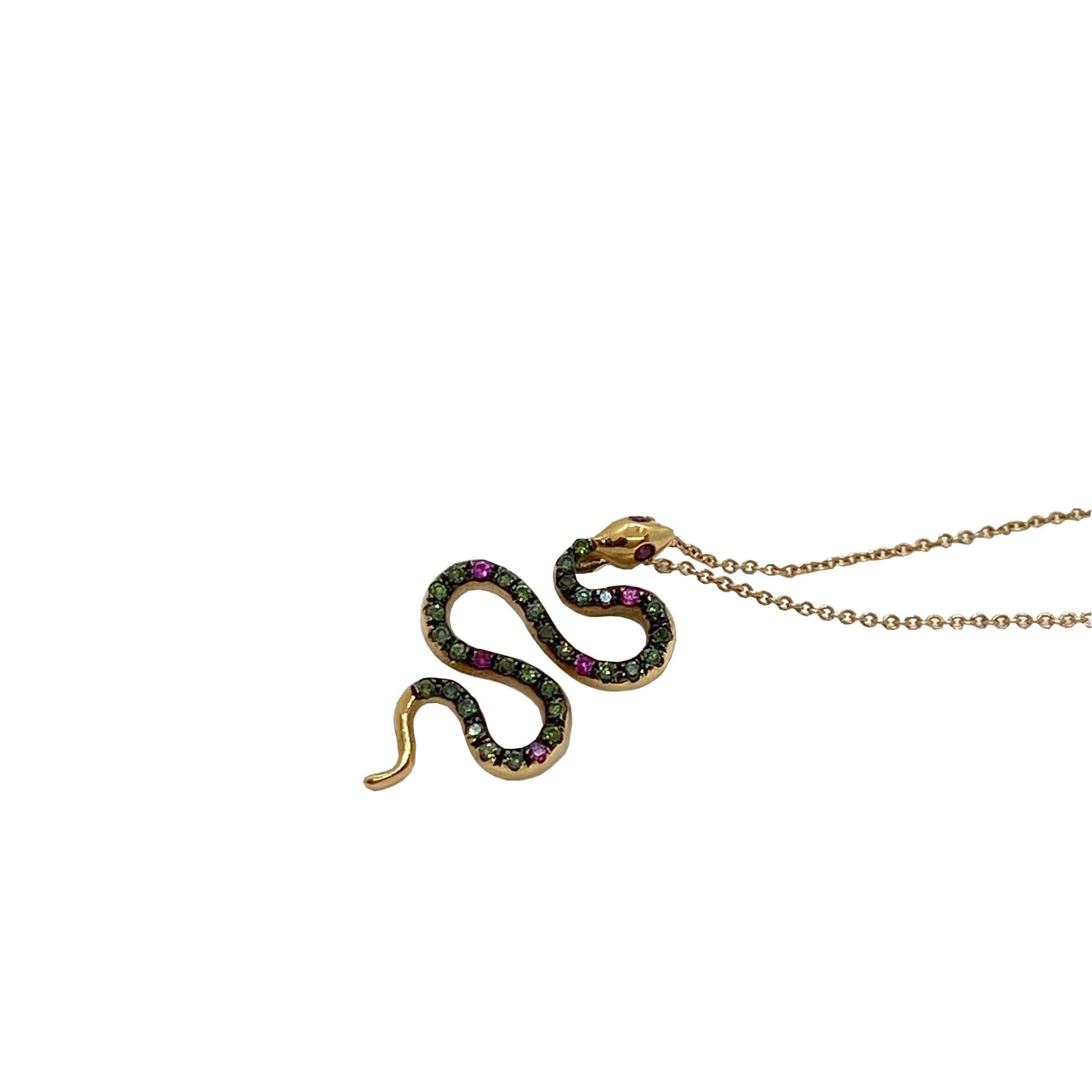 Green diamond snake pendant — Melina Fachidis (2)