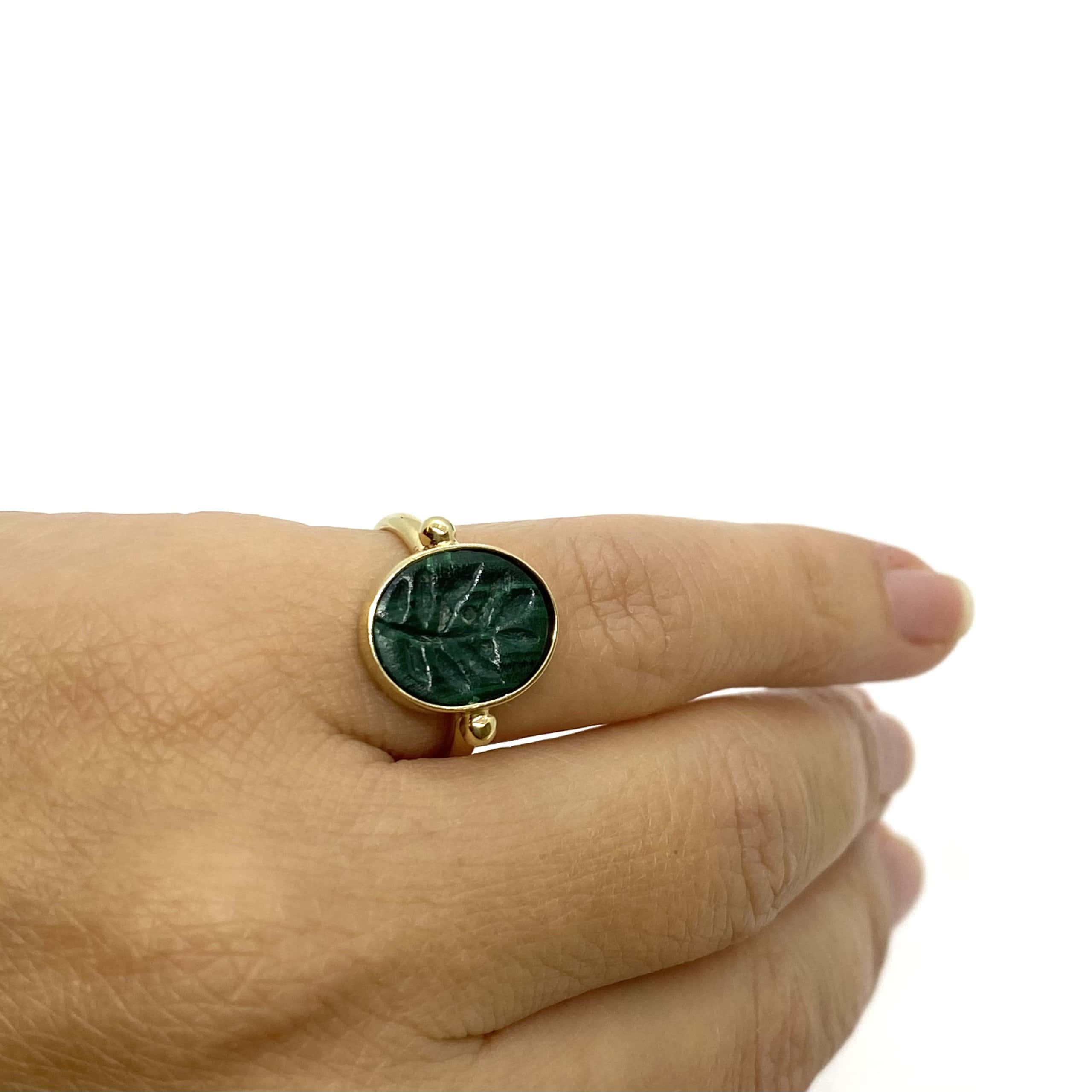 Malachite carved signet ring — Melina Fachidis (5)