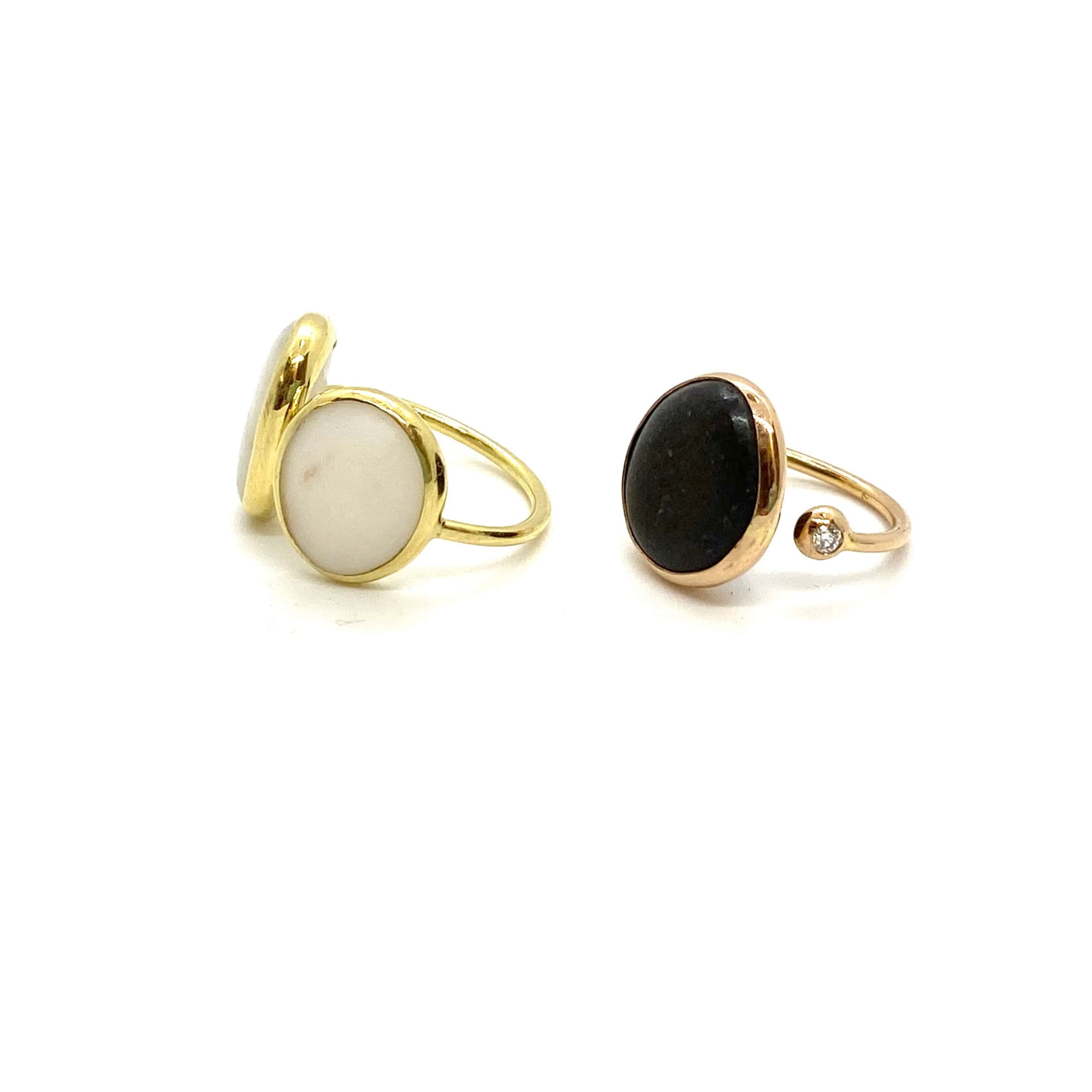 Double white pebble gold ring — Melina Fachidis (6)