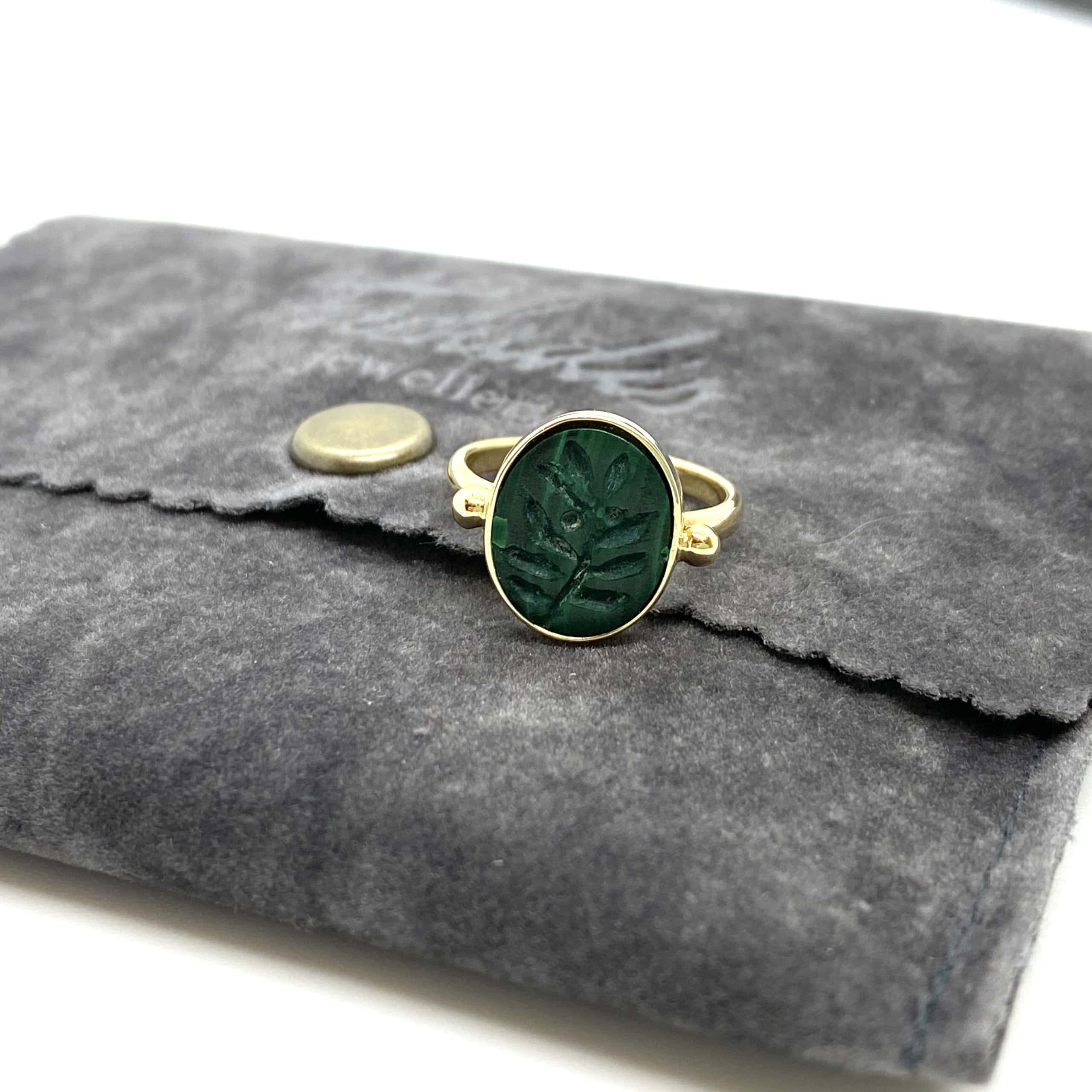 Malachite carved signet ring — Melina Fachidis (6)