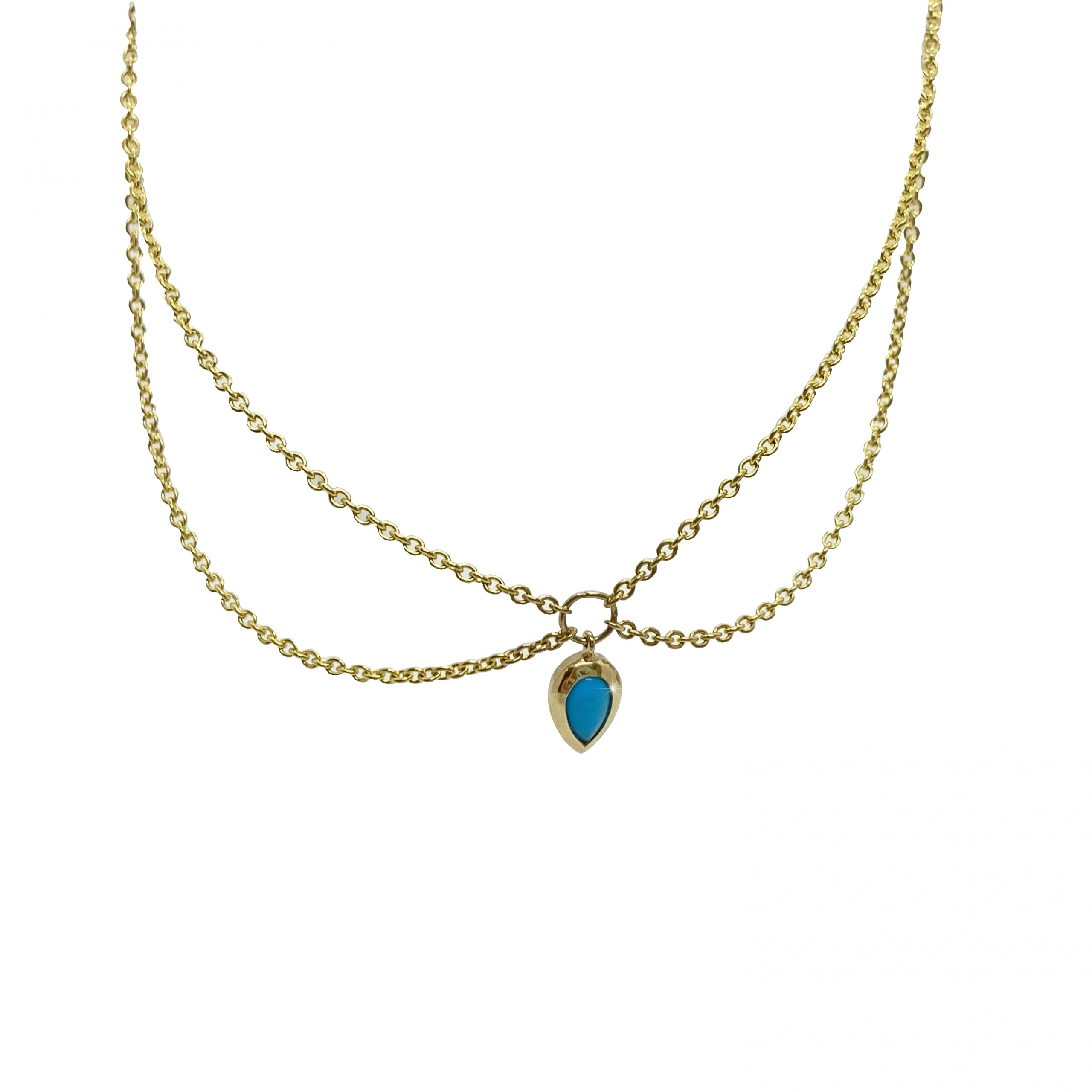 Turquoise double chain anklet — Melina Fachidis