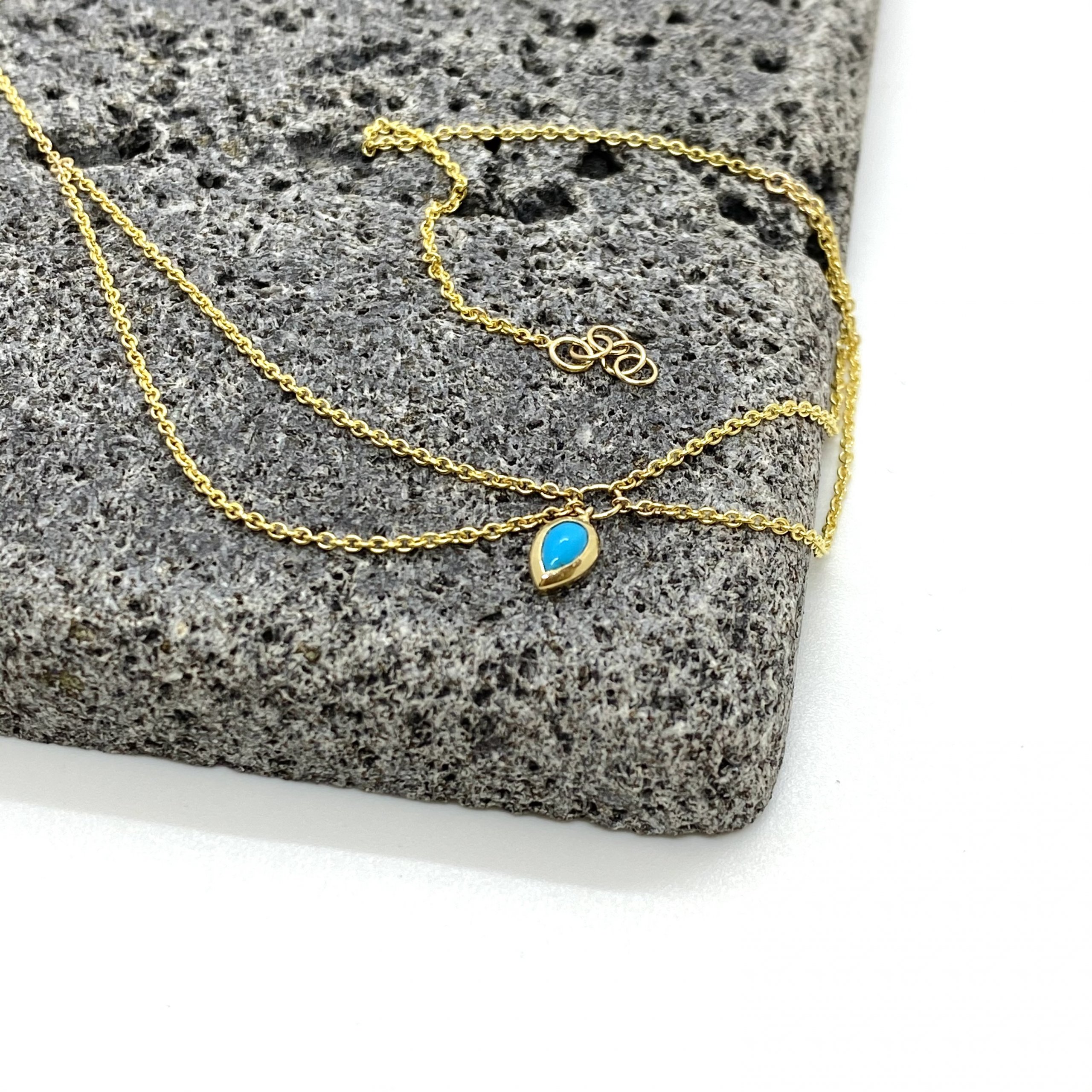 Turquoise double chain anklet — Melina Fachidis (3)