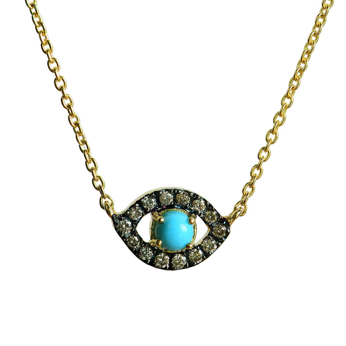 Turquoise and brown diamonds eye pendant — Melina Fachidis