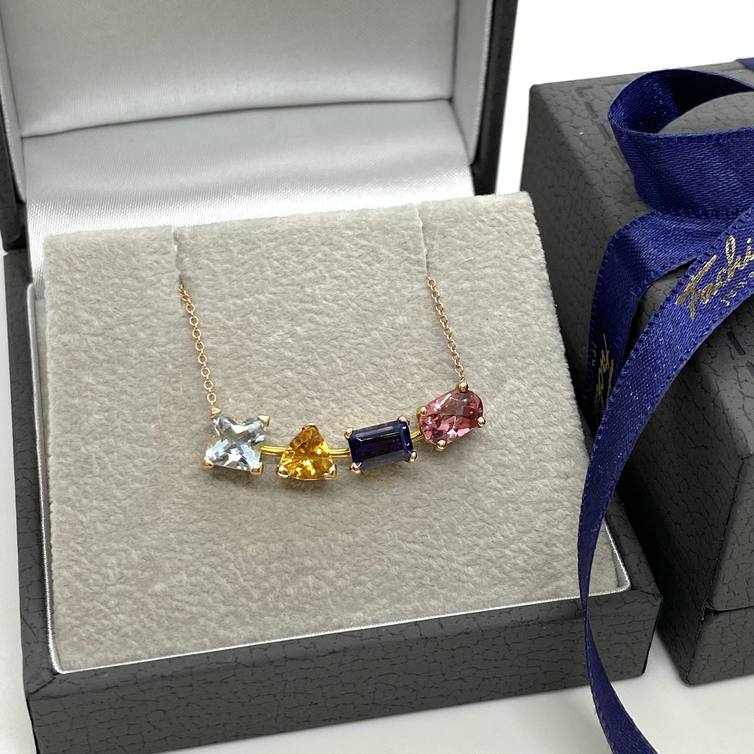 Rainbow chain 4 stone necklace — Melina Fachidis (3)