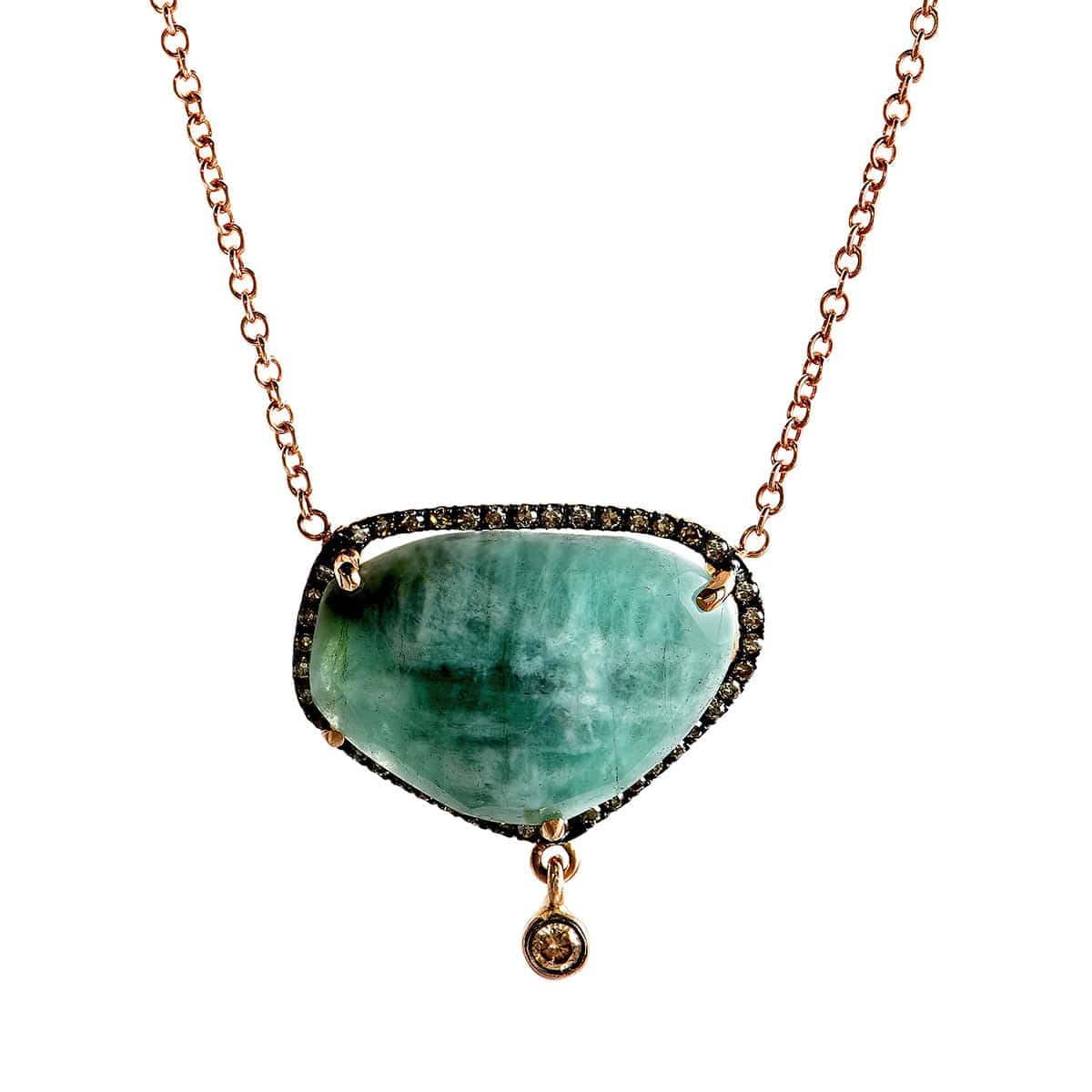 Flat emerald pendant with diamonds — Melina Fachidis (2)