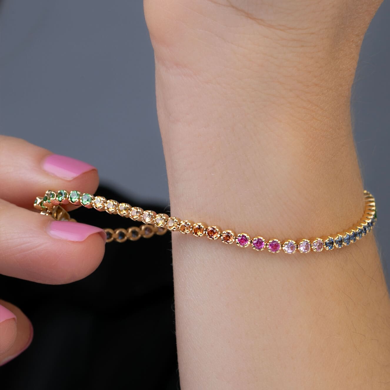 Rainbow fine tennis bracelet — Melina Fachidis (3)