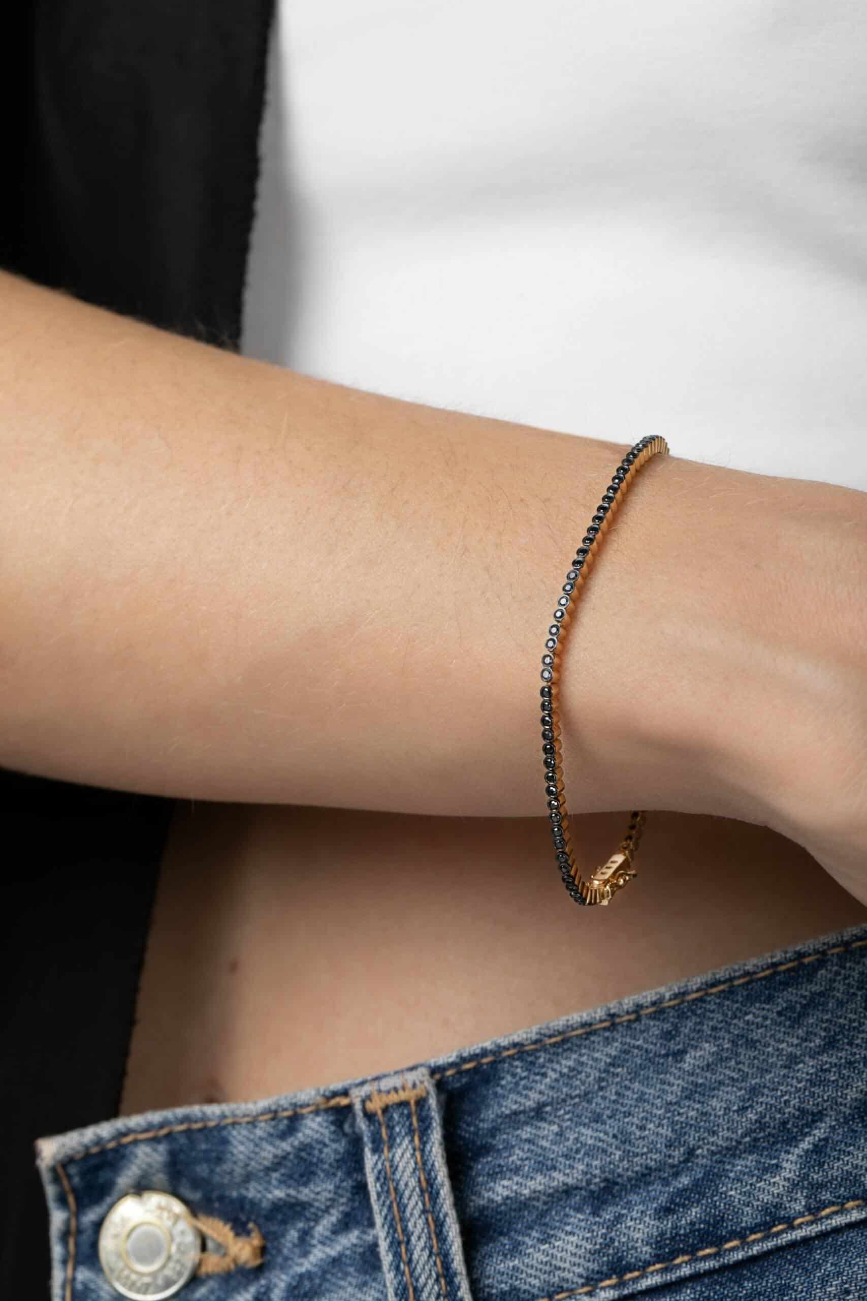 Black diamond tennis bracelet — Melina Fachidis (3)