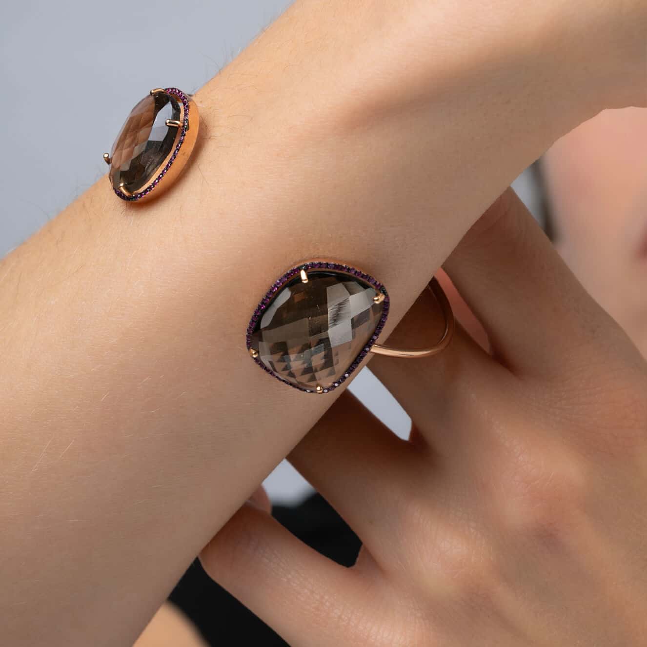 Smoky quartz cuff bracelet — Melina Fachidis (3)