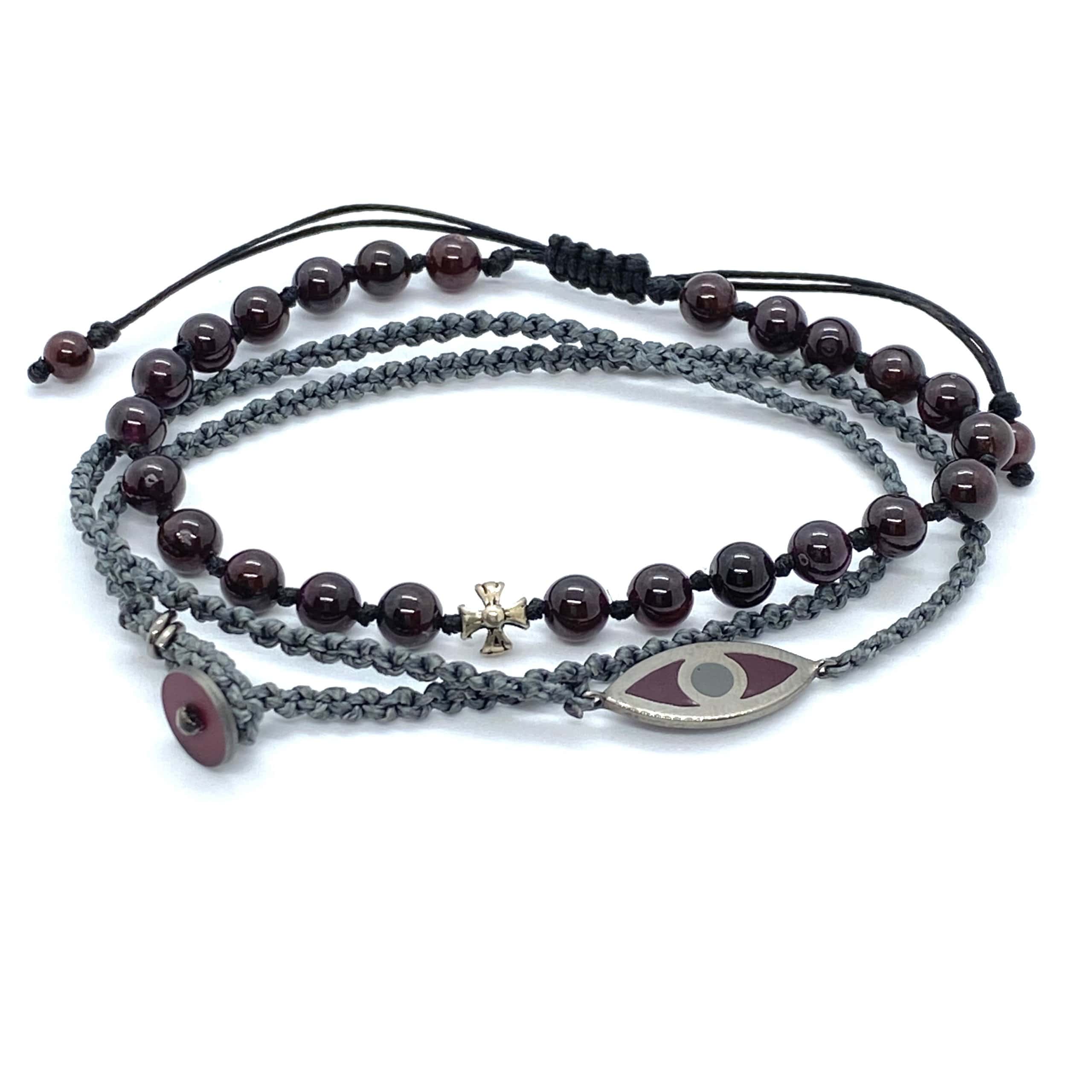Silver Eye men’s bracelet in gray double cord — Melina Fachidis (3)