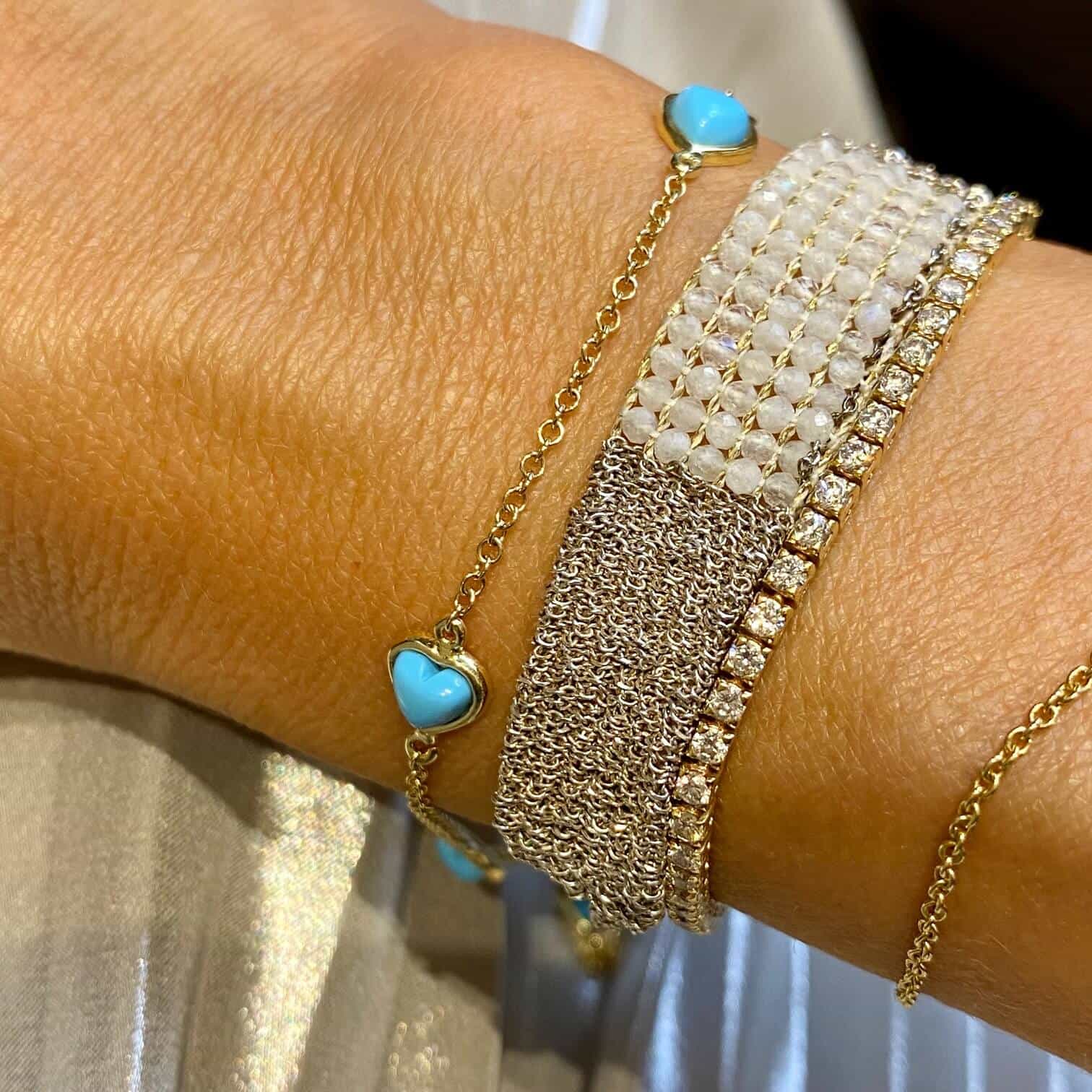 4 hearts turquoise chain bracelet — Melina Fachidis (3)