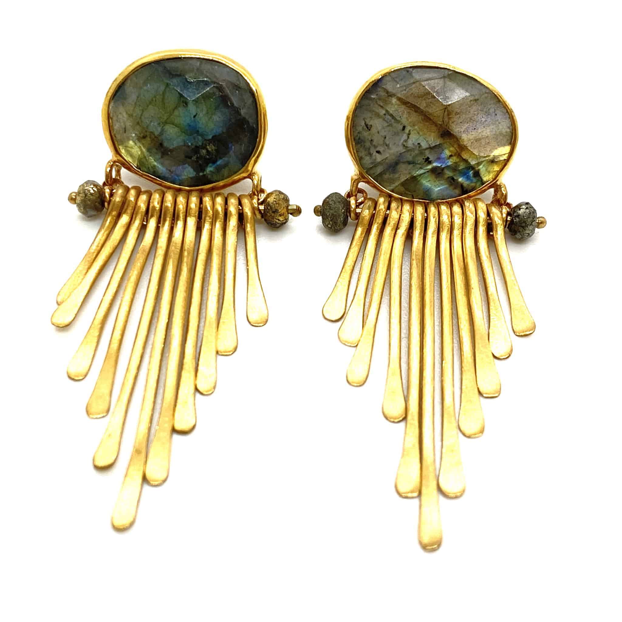 Labradorite long earrings — Melina Fachidis