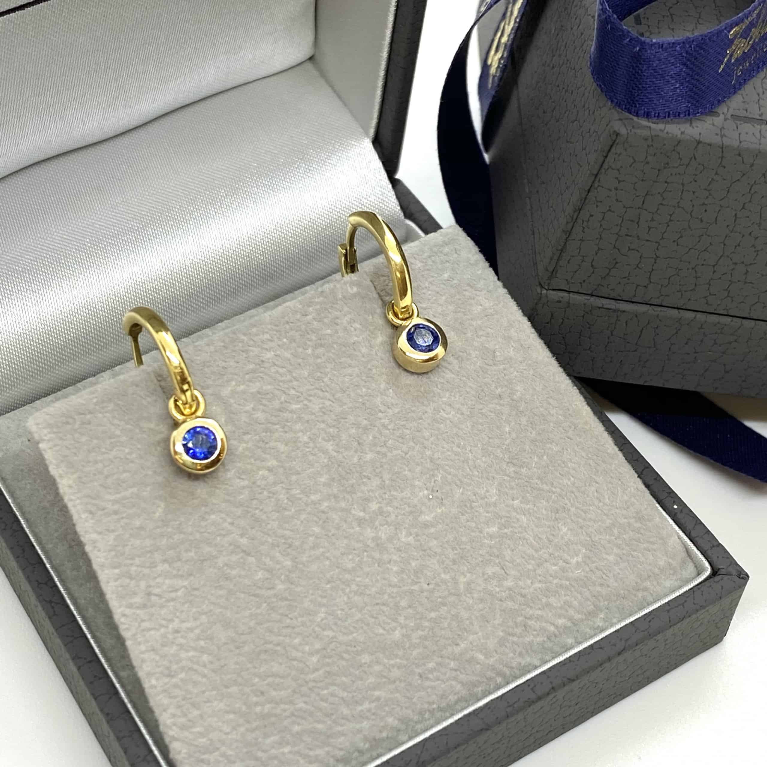 Sapphire drop earrings on round hoops — Melina Fachidis (3)