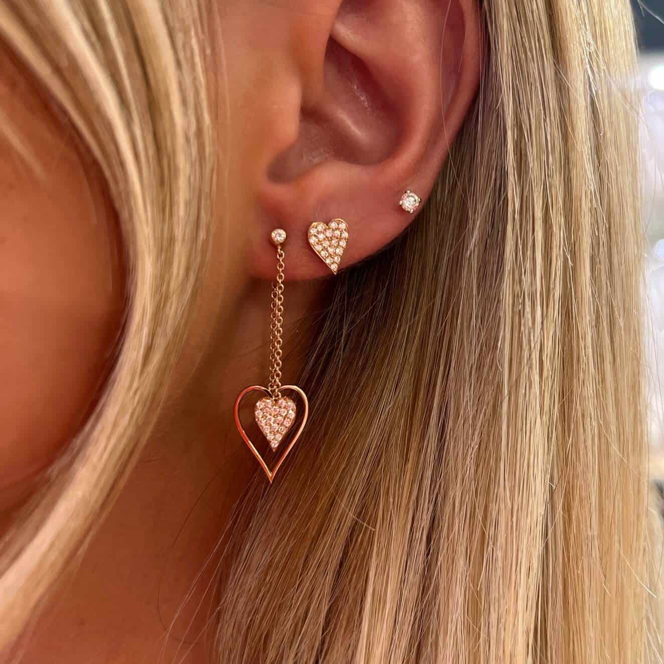 Long double heart chain earring — Melina Fachidis (3)