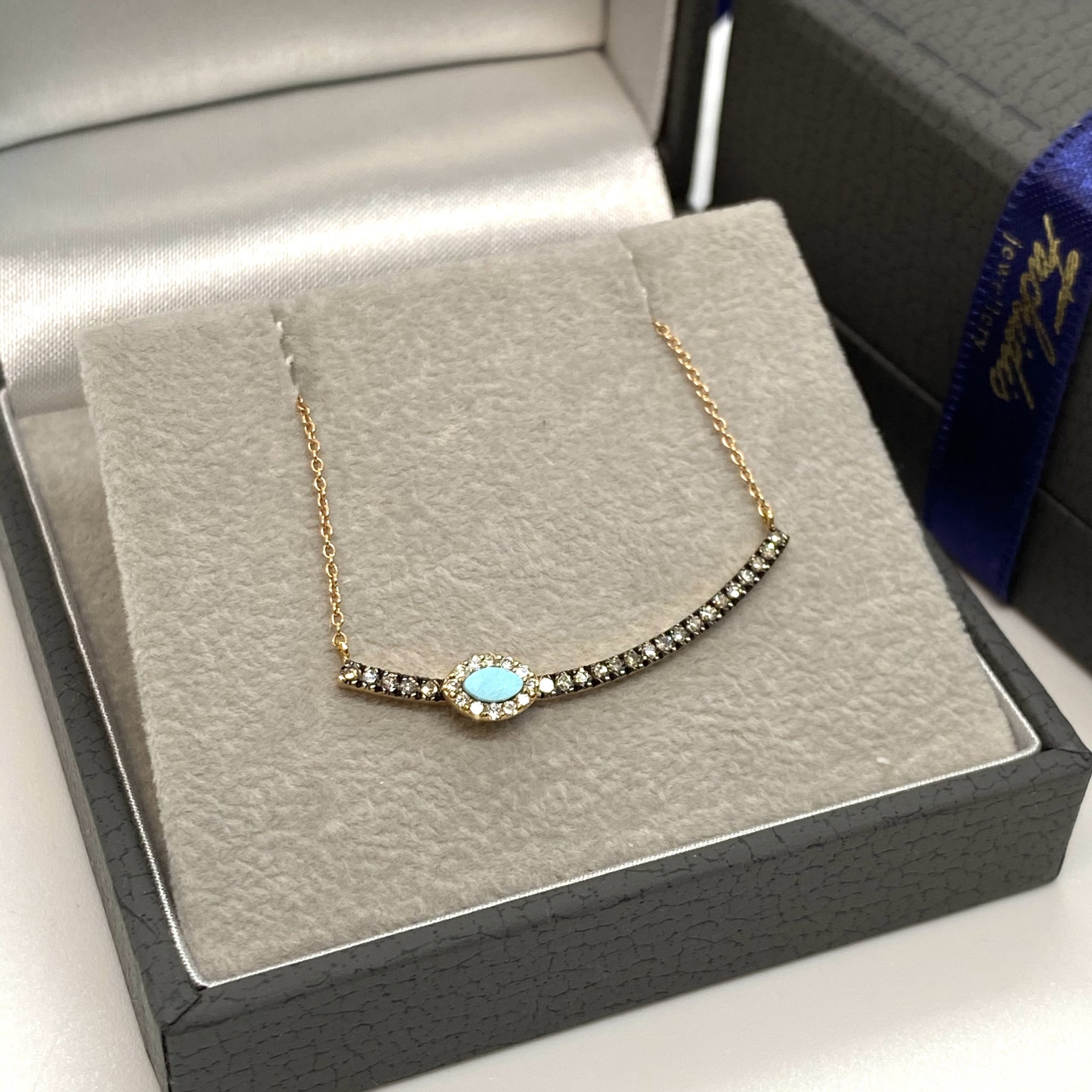 Line bar necklace with diamonds and turquoise — Melina Fachidis (4)