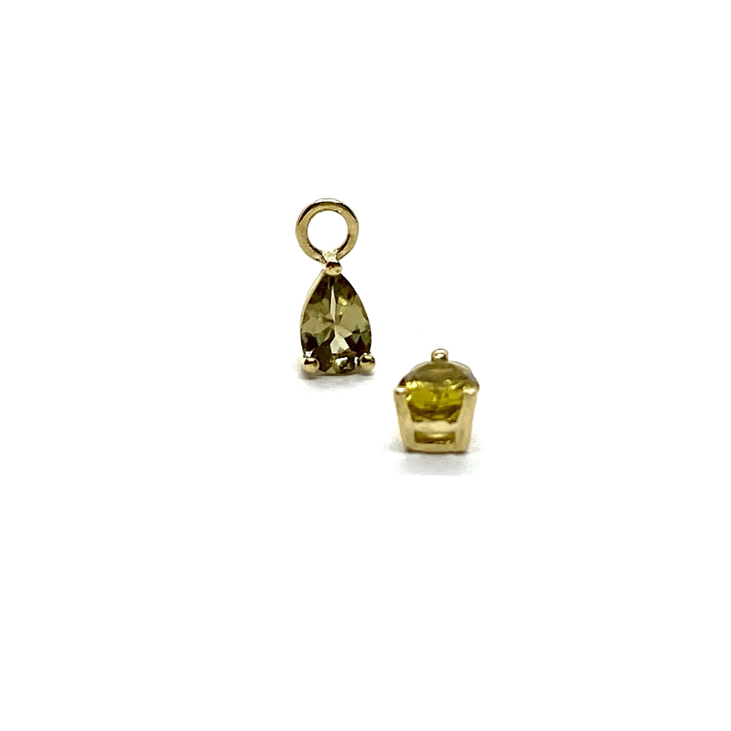Diamond tiny hoops with drop-shaped olive green tourmalines. — Melina Fachidis (6)