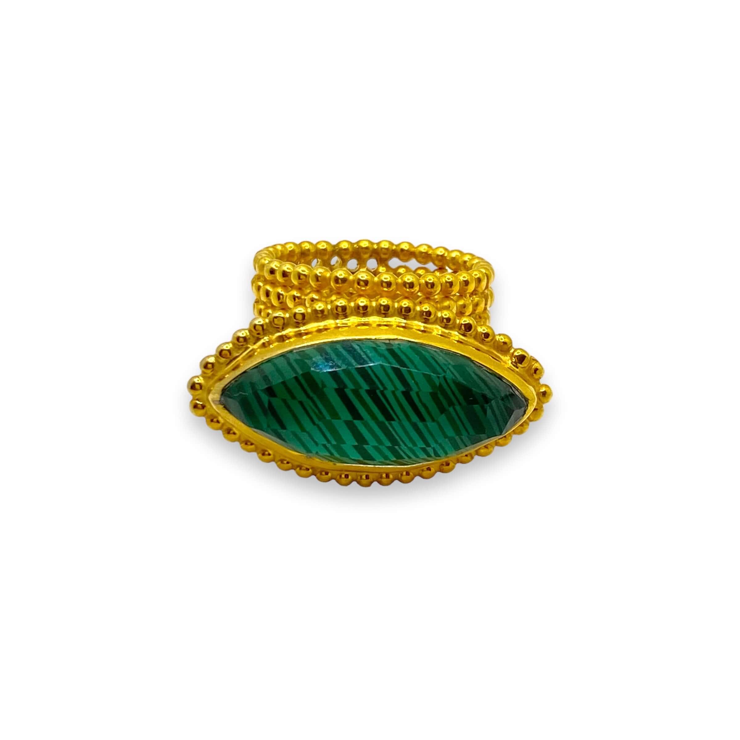 Malachite-quartz marquize ring — Melina Fachidis (2)