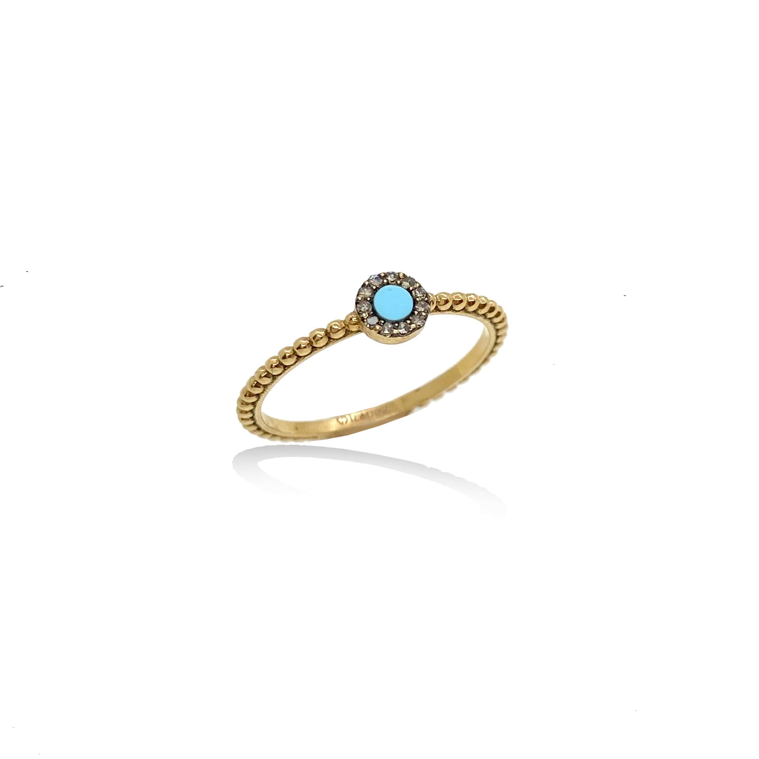 Round turquoise eye ring with diamond outline — Melina Fachidis (3)
