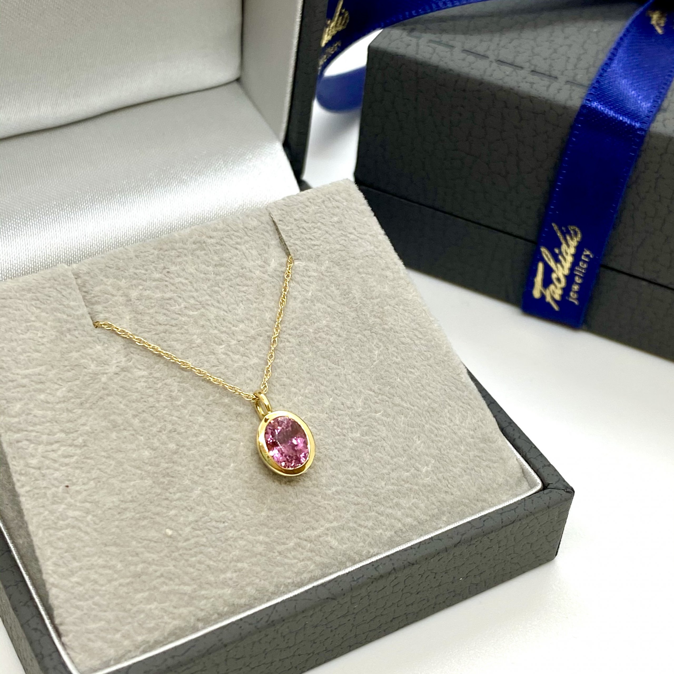 Pink oval tourmaline pendant — Melina Fachidis (2)