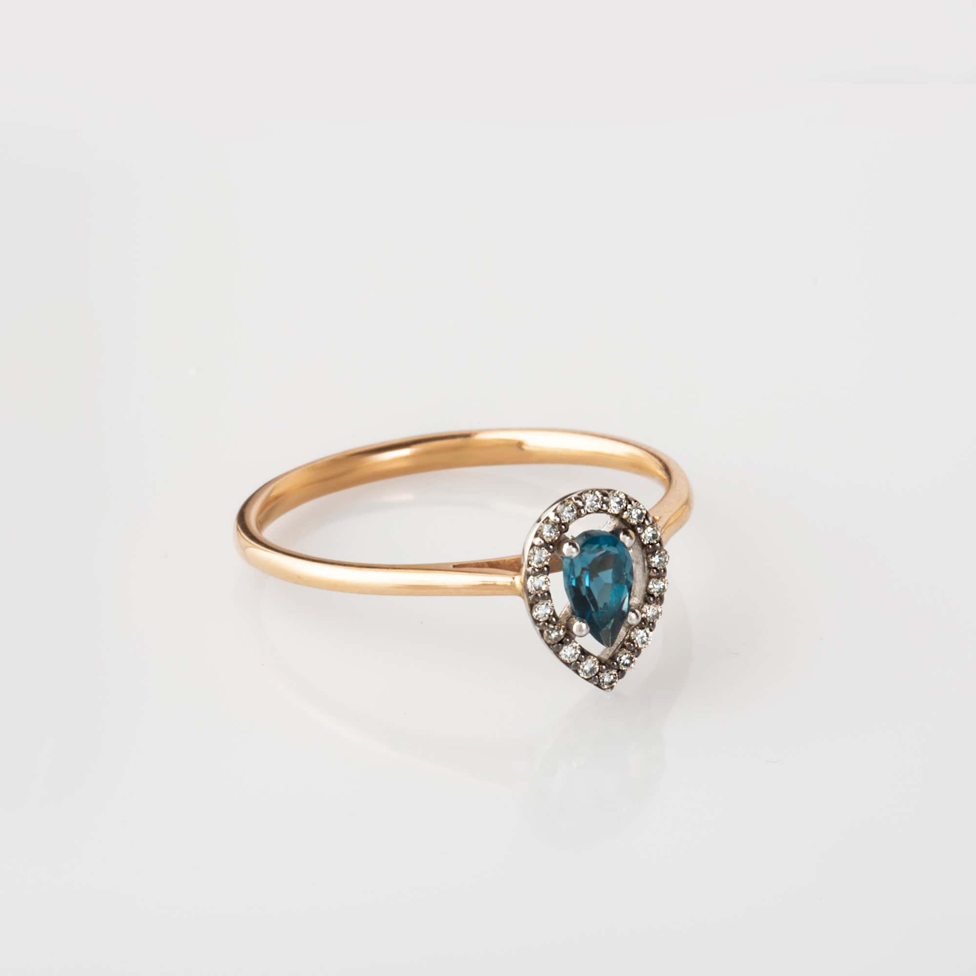 Blue topaz pear shaped diamond ring — Melina Fachidis (2)