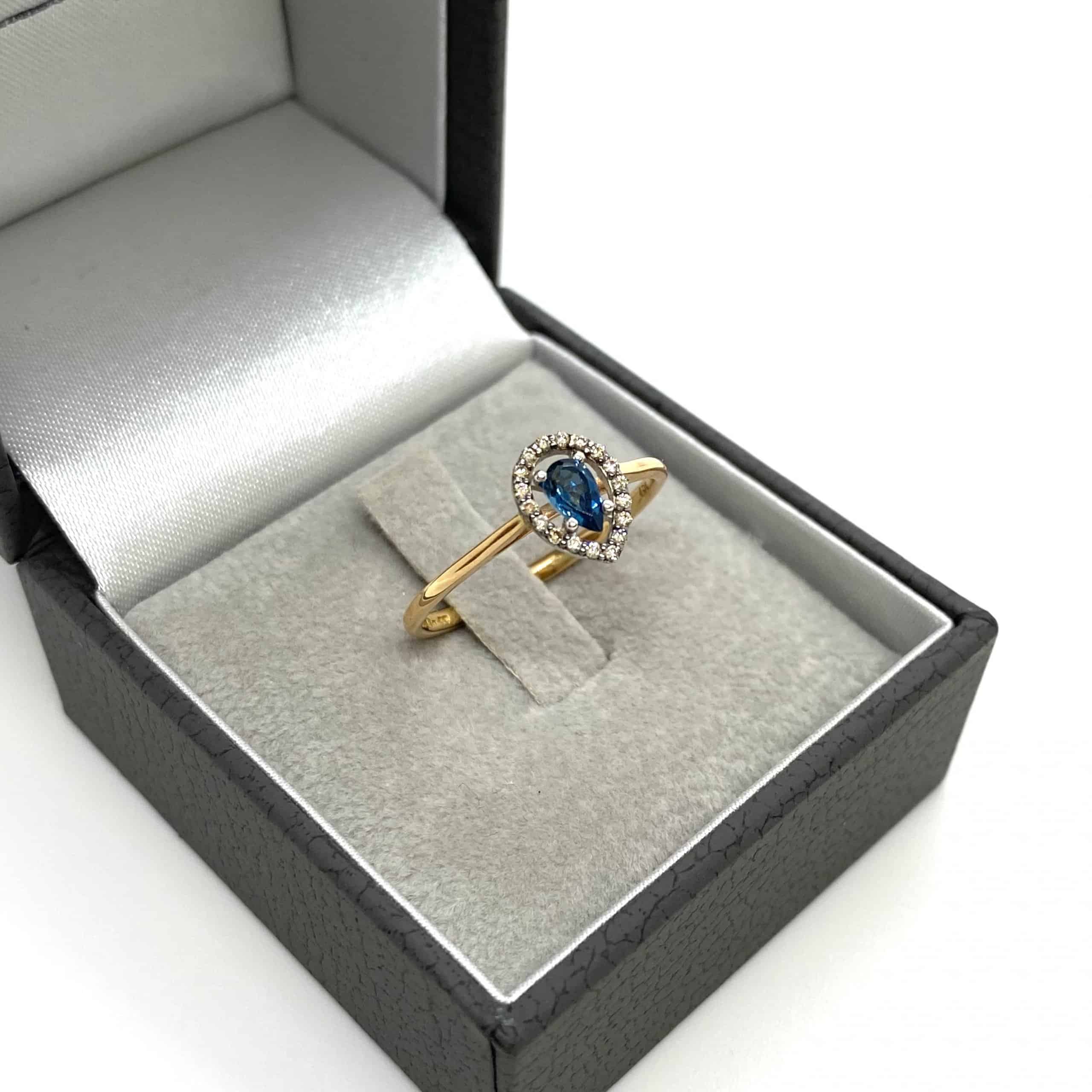 Blue topaz pear shaped diamond ring — Melina Fachidis (3)