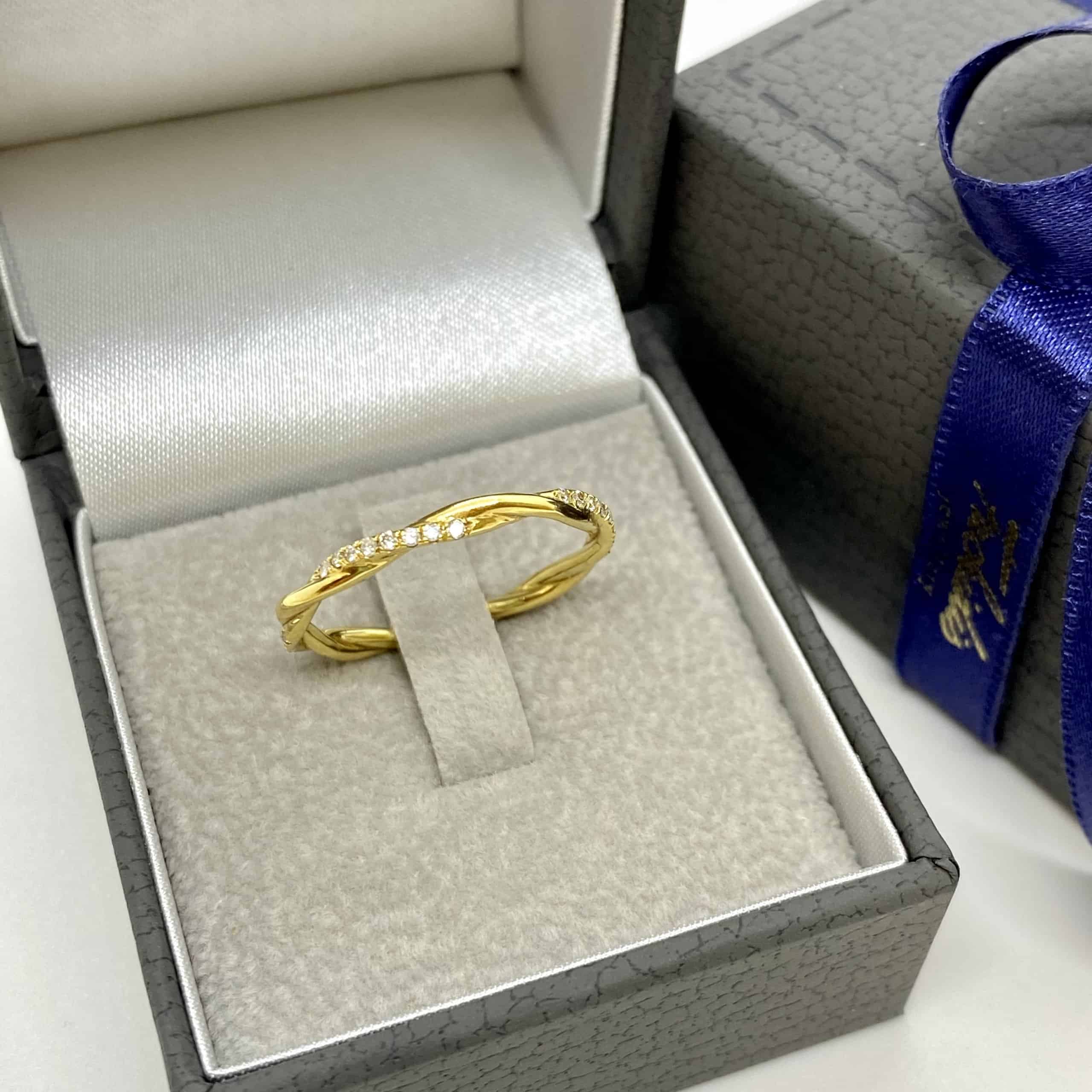 Twisted solid gold diamond band — Melina Fachidis (6)