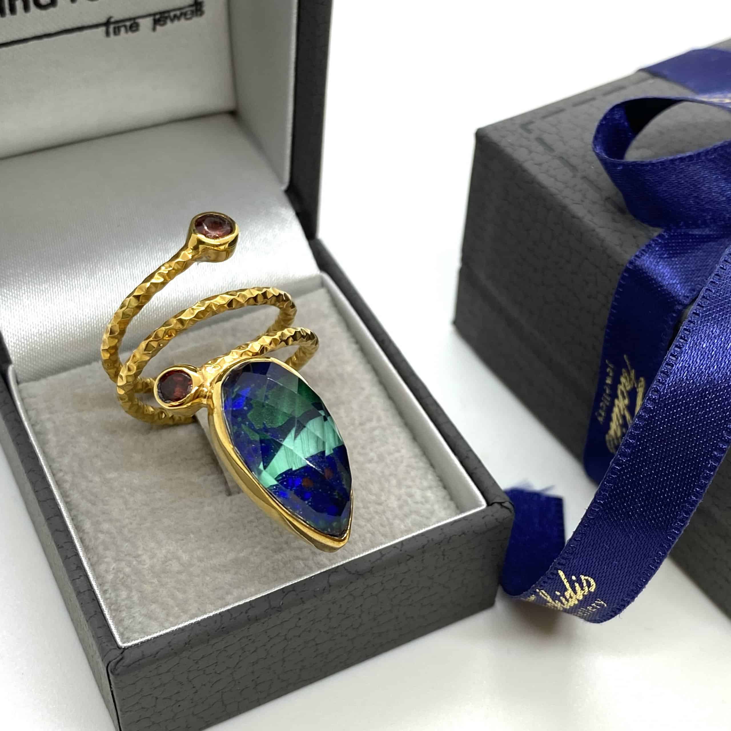 Malachite quartz and garnet ring — Melina Fachidis (3)