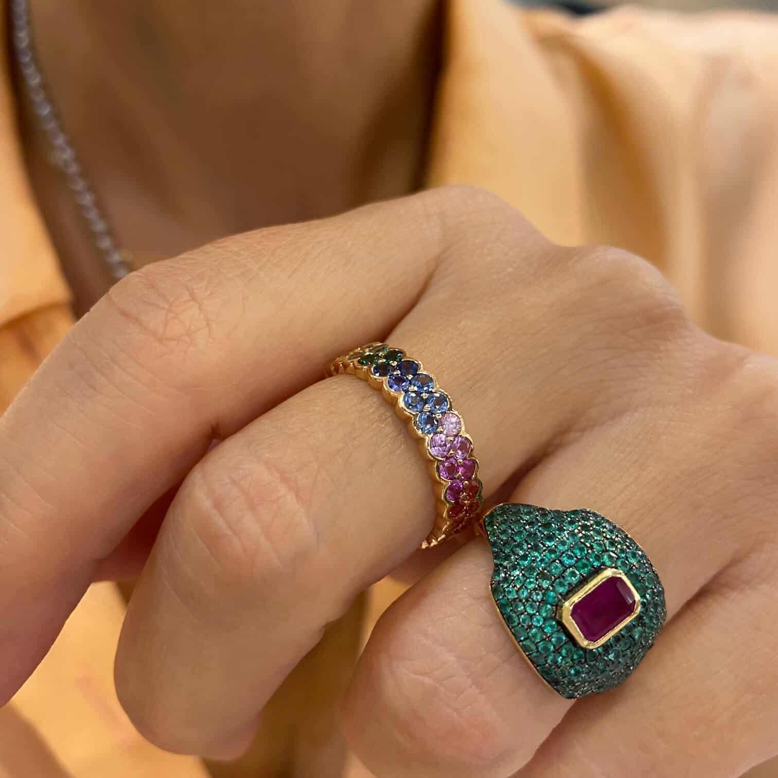 Rainbow multi color sapphire band — Melina Fachidis (2)