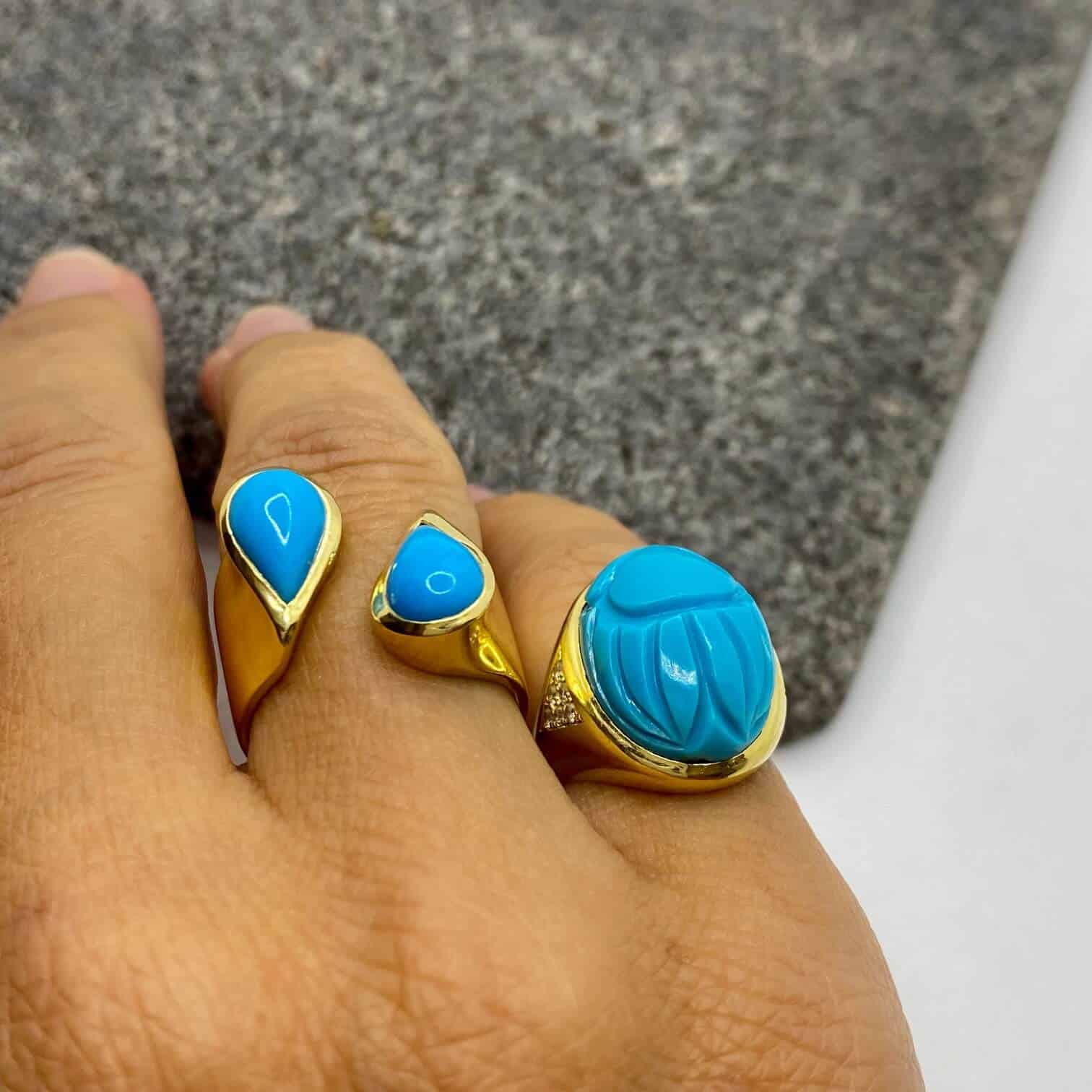 Turquoise croise solid gold ring — Melina Fachidis (4)