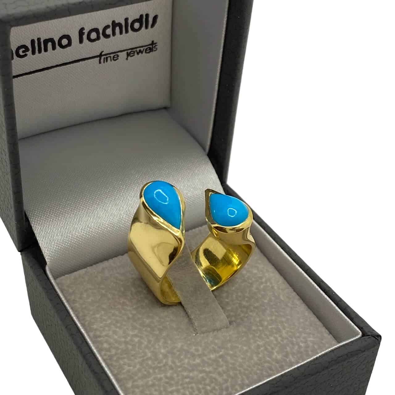 Turquoise croise solid gold ring — Melina Fachidis (2)