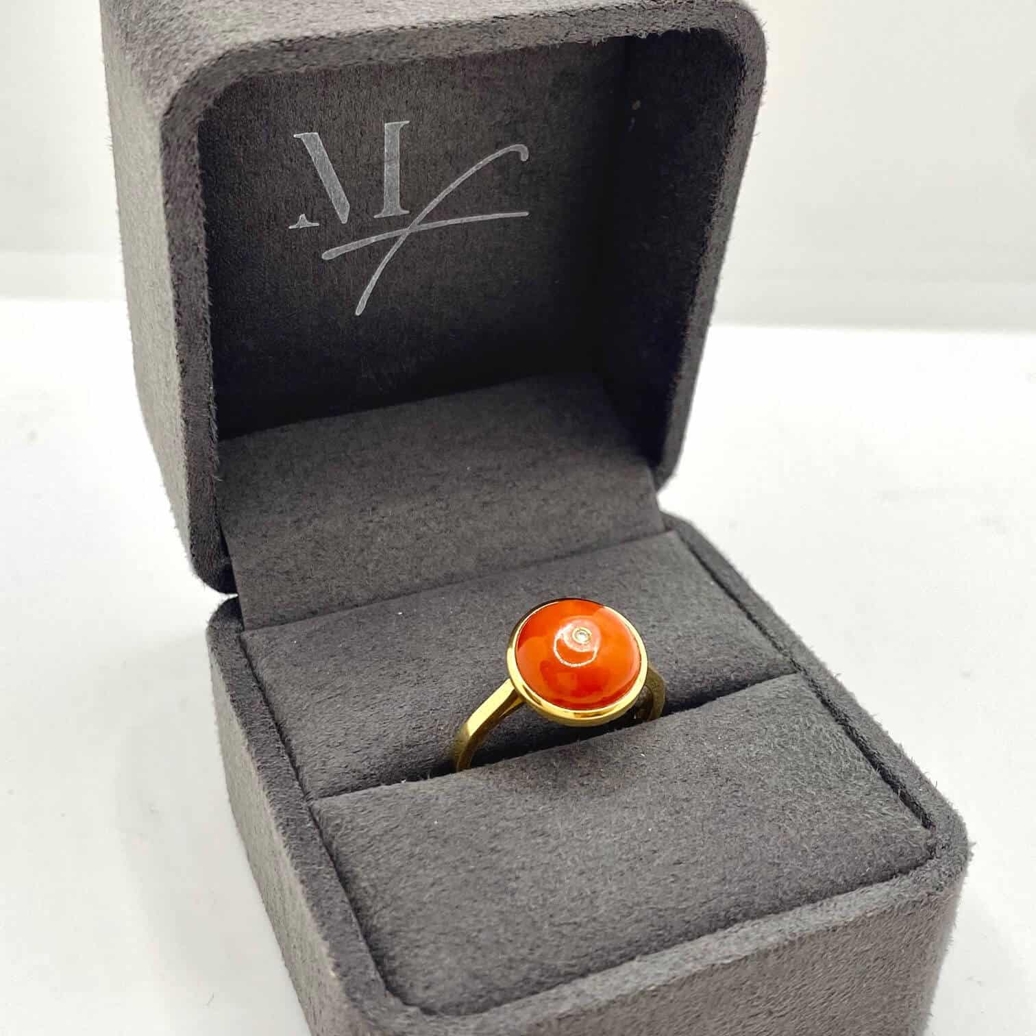 Round mediterranean red coral ring — Melina Fachidis (4)