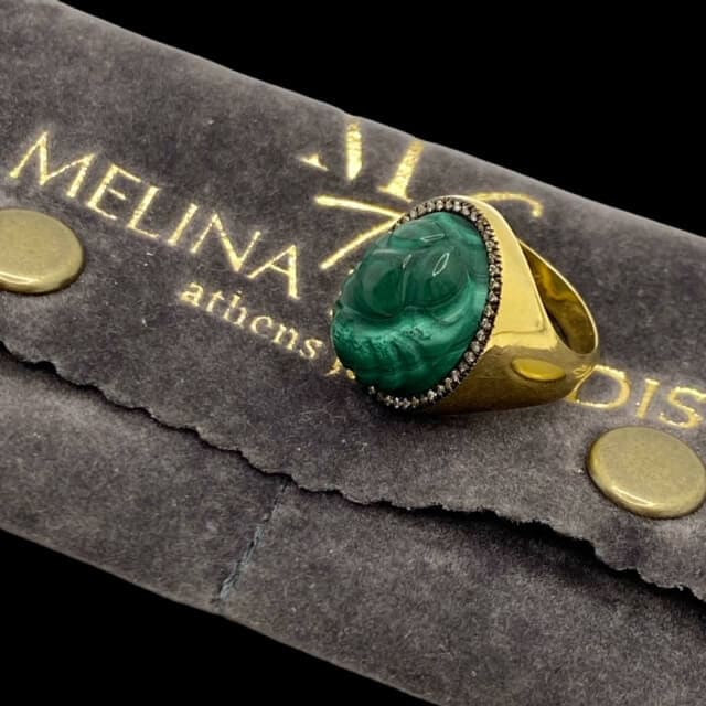 Carved malachite scarab ring — Melina Fachidis (2)