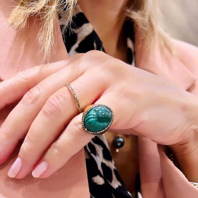 Carved malachite scarab ring — Melina Fachidis (3)
