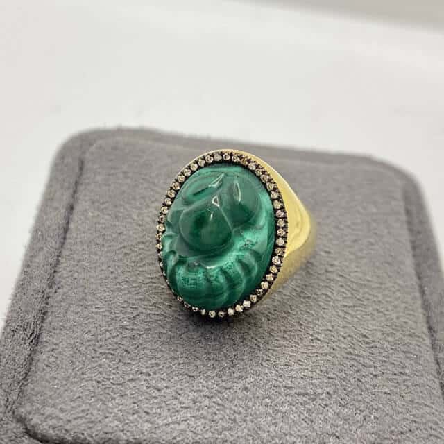 Carved malachite scarab ring — Melina Fachidis (4)