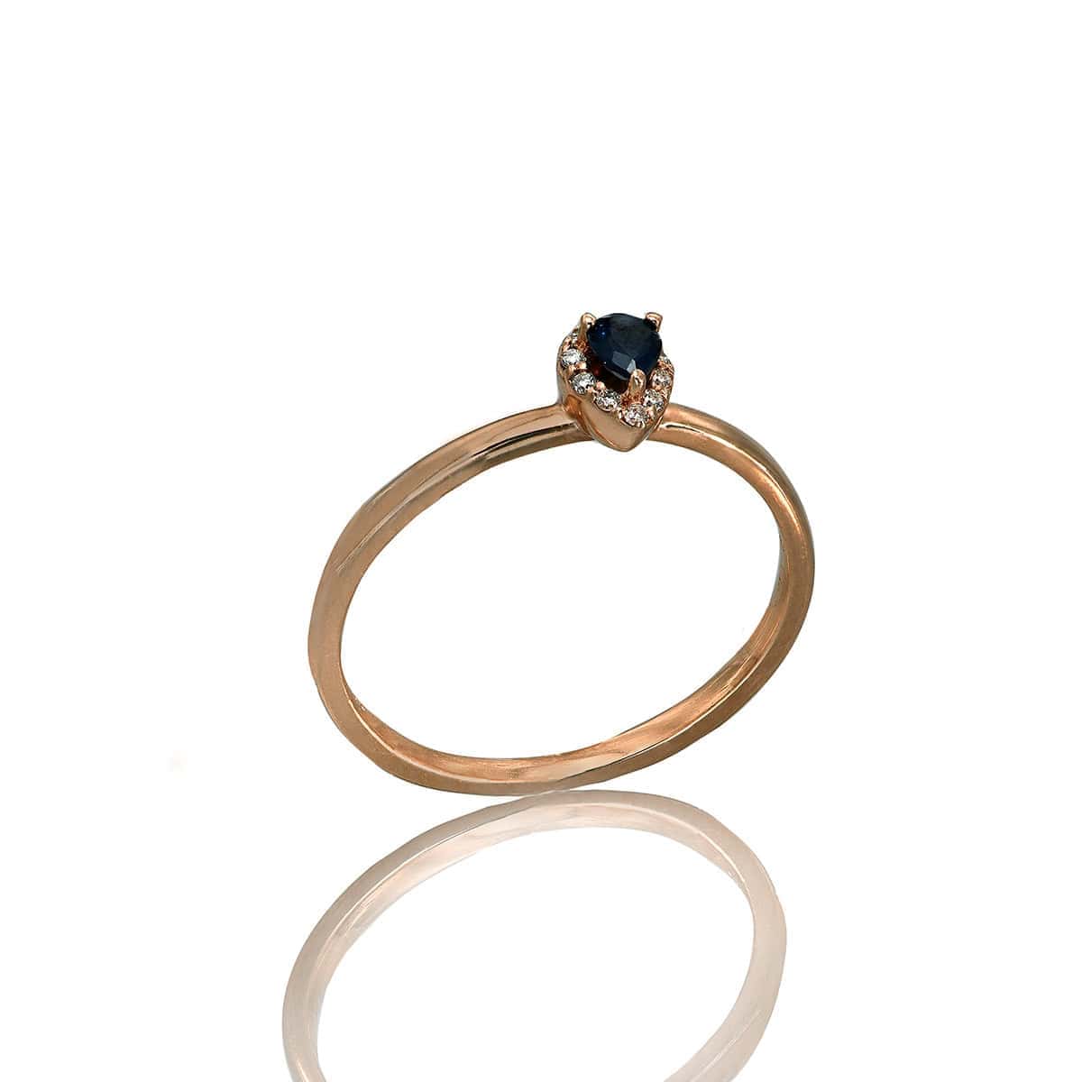 Pear shape sapphire/diamond fine ring — Melina Fachidis (4)