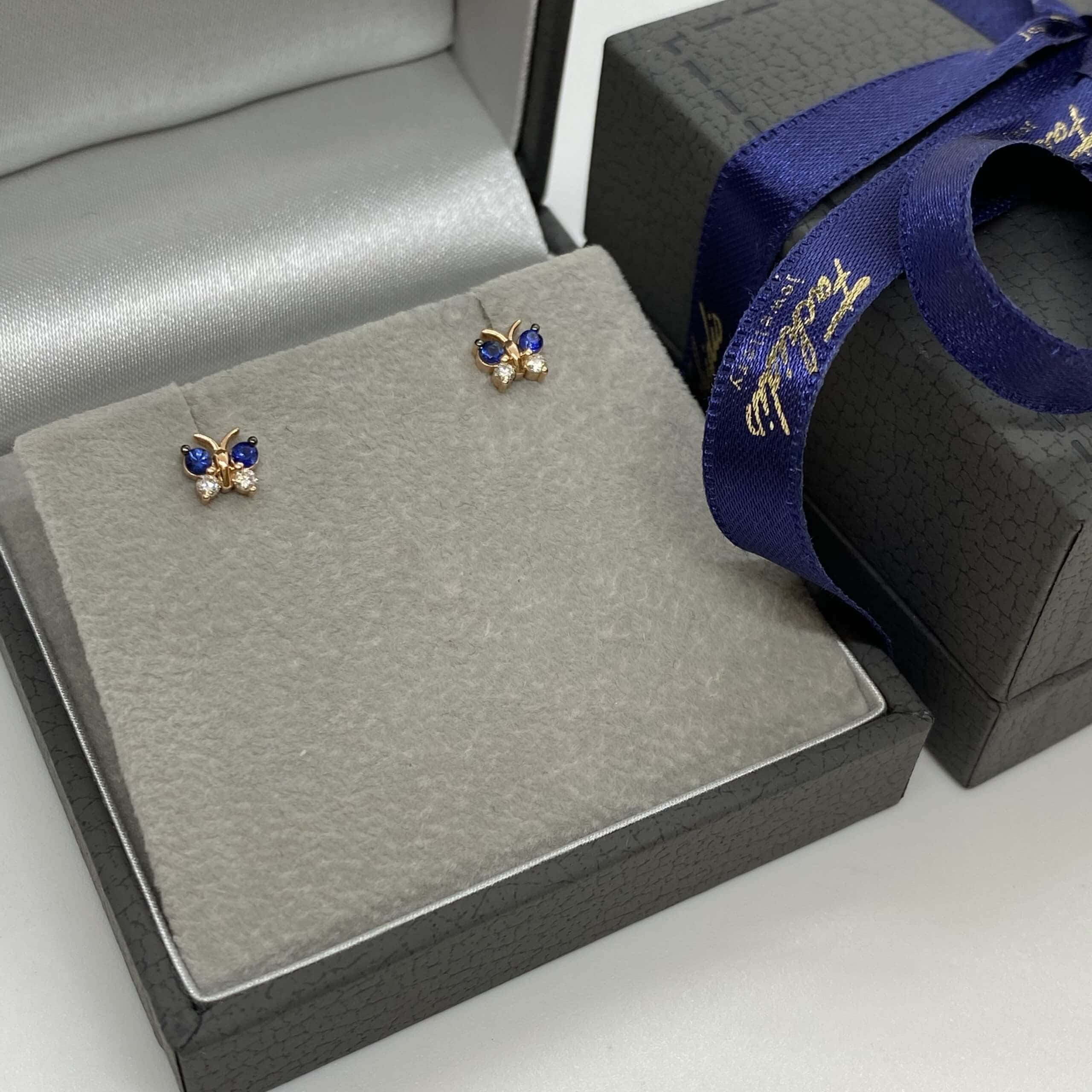 Blue sapphires with white diamonds butterfly earrings — Melina Fachidis (6)