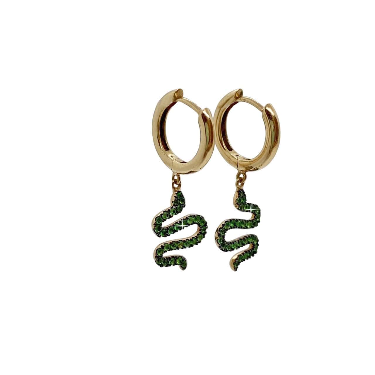 Green tsavorite snake hoops — Melina Fachidis