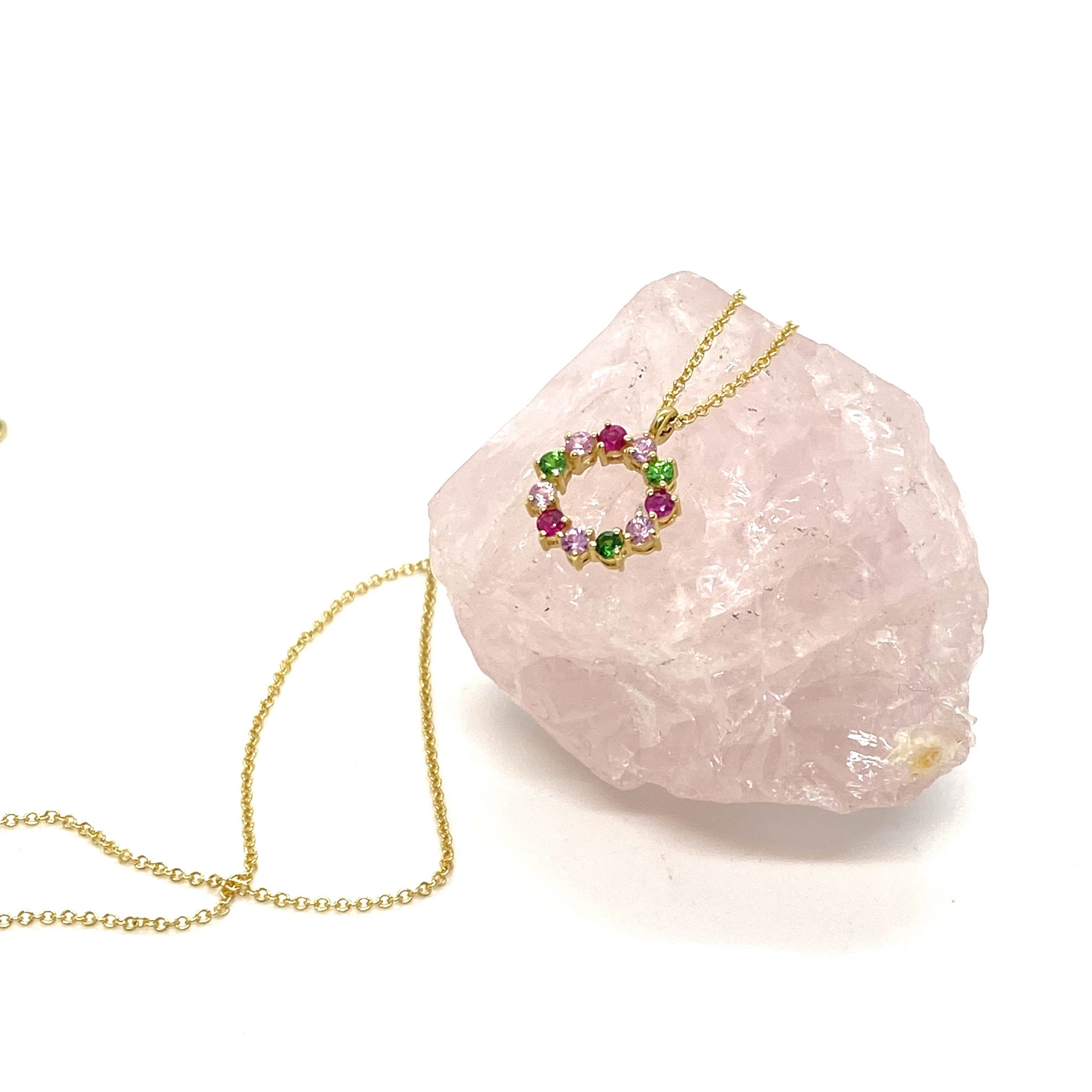 Circle multi color sapphire pendant — Melina Fachidis (2)
