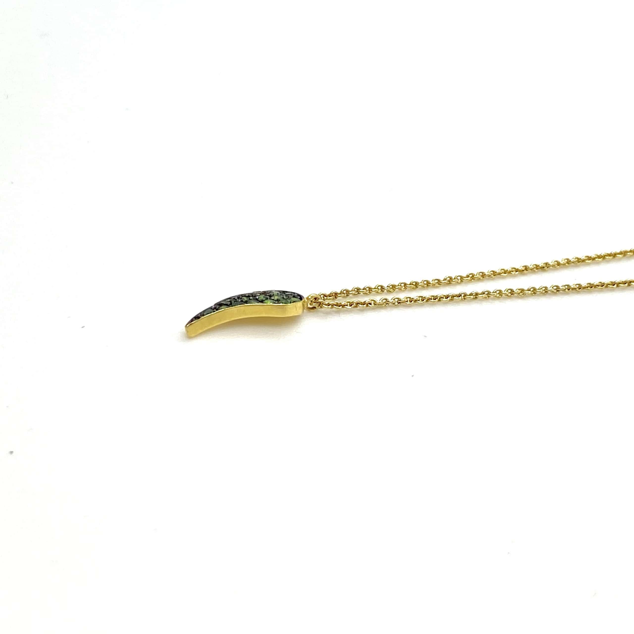 Tsavorite 18k gold feather charm — Melina Fachidis (3)