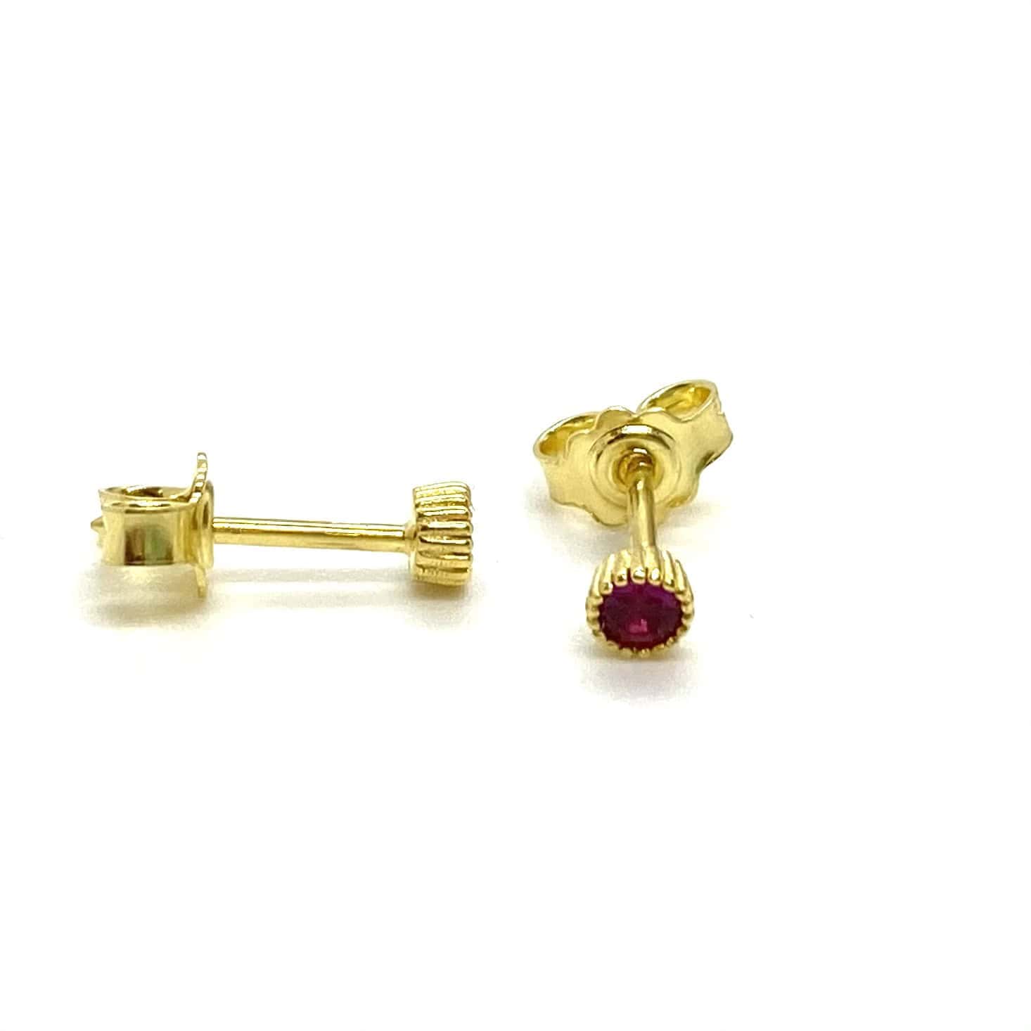 Ruby gold stud earrings — Melina Fachidis (2)