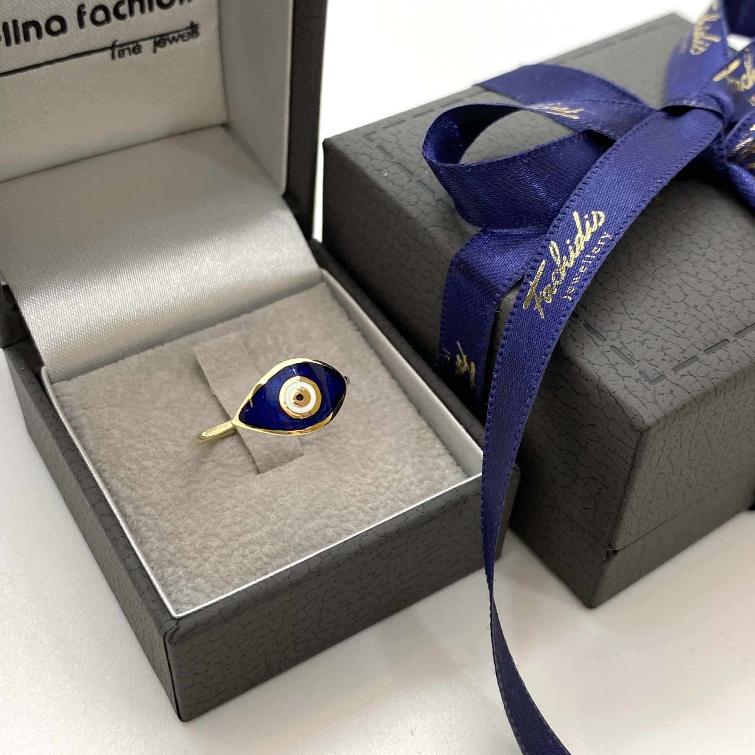 Dark blue enameled eye ring — Melina Fachidis (3)