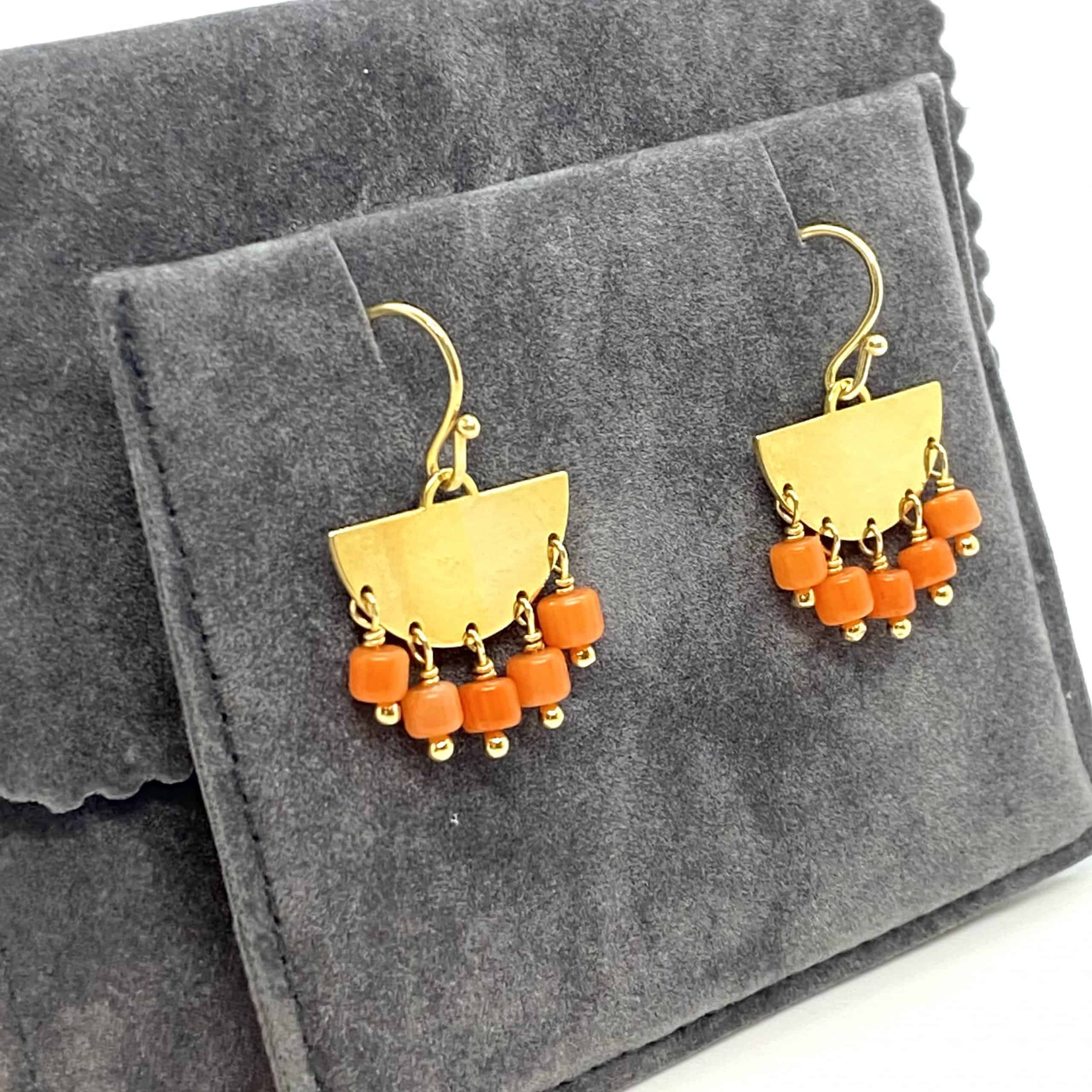 Coral dangle drop earrings — Melina Fachidis (3)