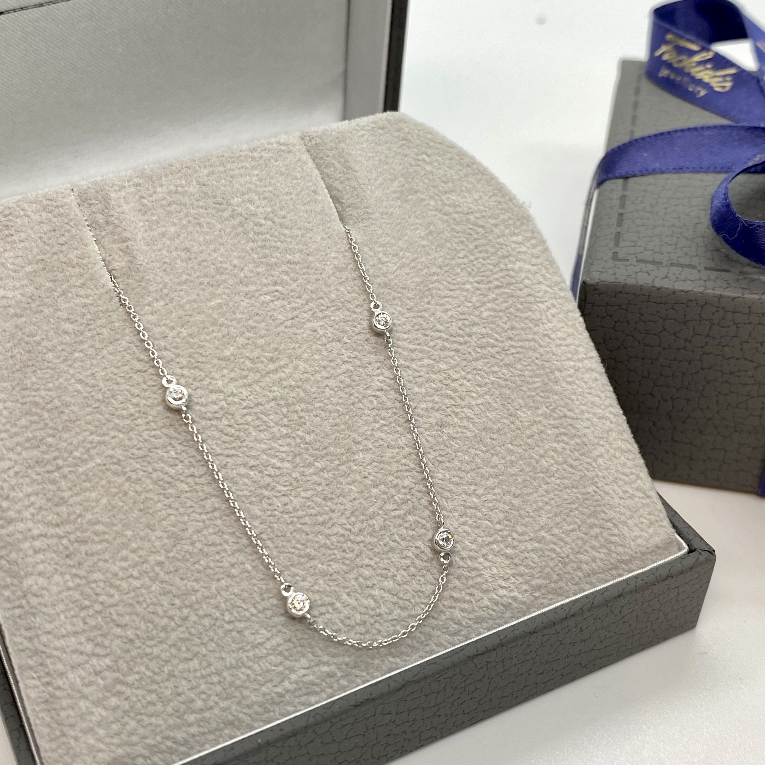 Nine diamond white chain necklace — Melina Fachidis (5)